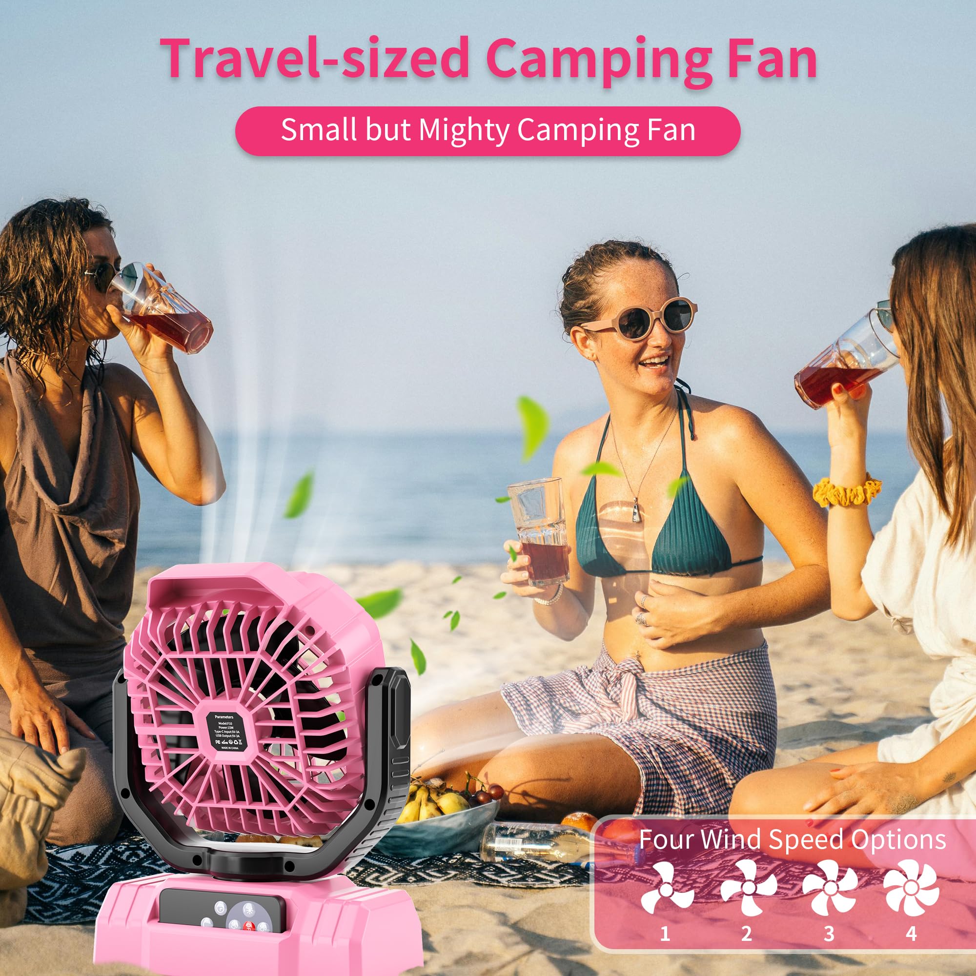 Avv 20000Mah High Speed Portable Camping Rechargeable Fan With Remote Control, Battery Powered With Auto Oscillating With Campin