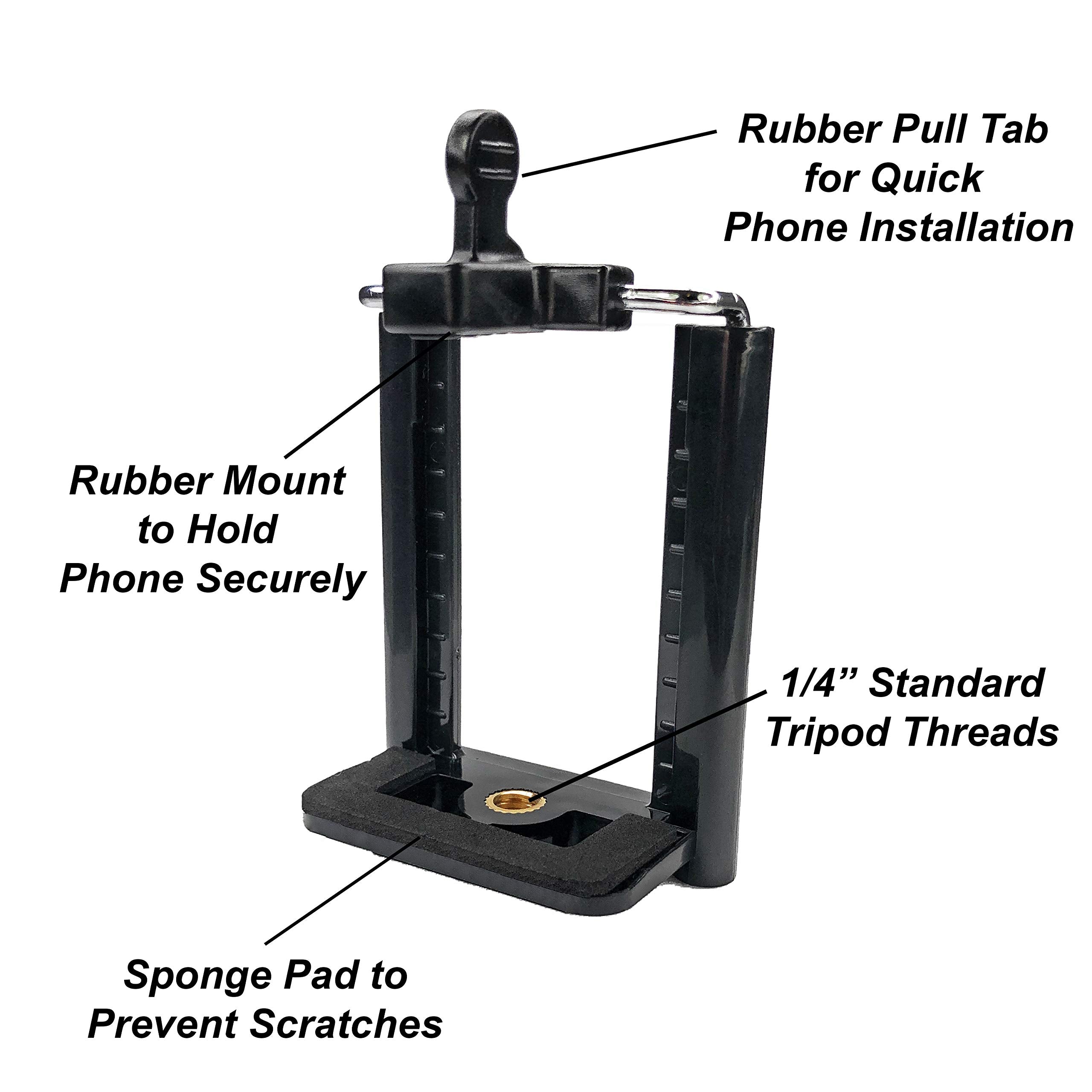 Davoice Tripod Phone Mount 1/4 Screw Adapter, Compatible With Iphone Samsung And Cell Phones, Adjustable Smartphone Holder Attac