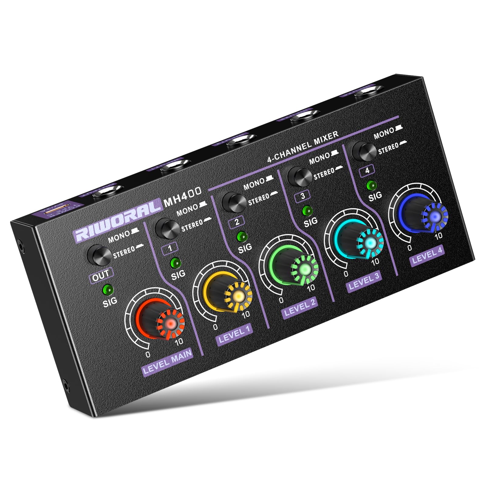 Mini Audio Stereo Mixer 4 Channel 1/4 Inch TSR/TS Audio Input Jack For Line Mixer Stereo/Mono Cutovers Compatible With Mic, Guit