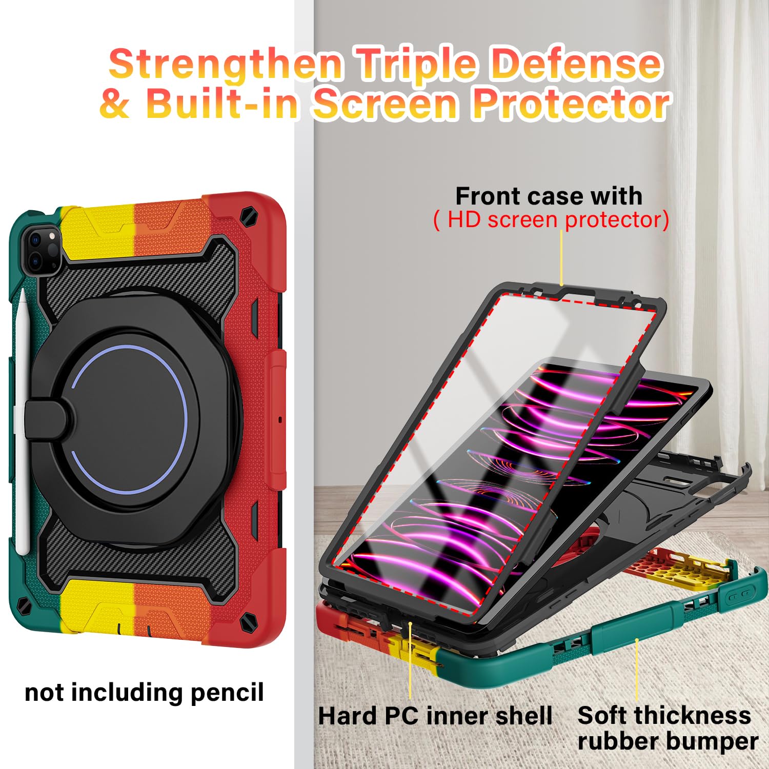 Roiskin For Ipad Air 5Th 4Th Generation Case 10.9 Inch & Ipad Pro 11 Case 4Th/3Rd/2Nd/1St Gen[Screen Protector,15Ft Drop Protect