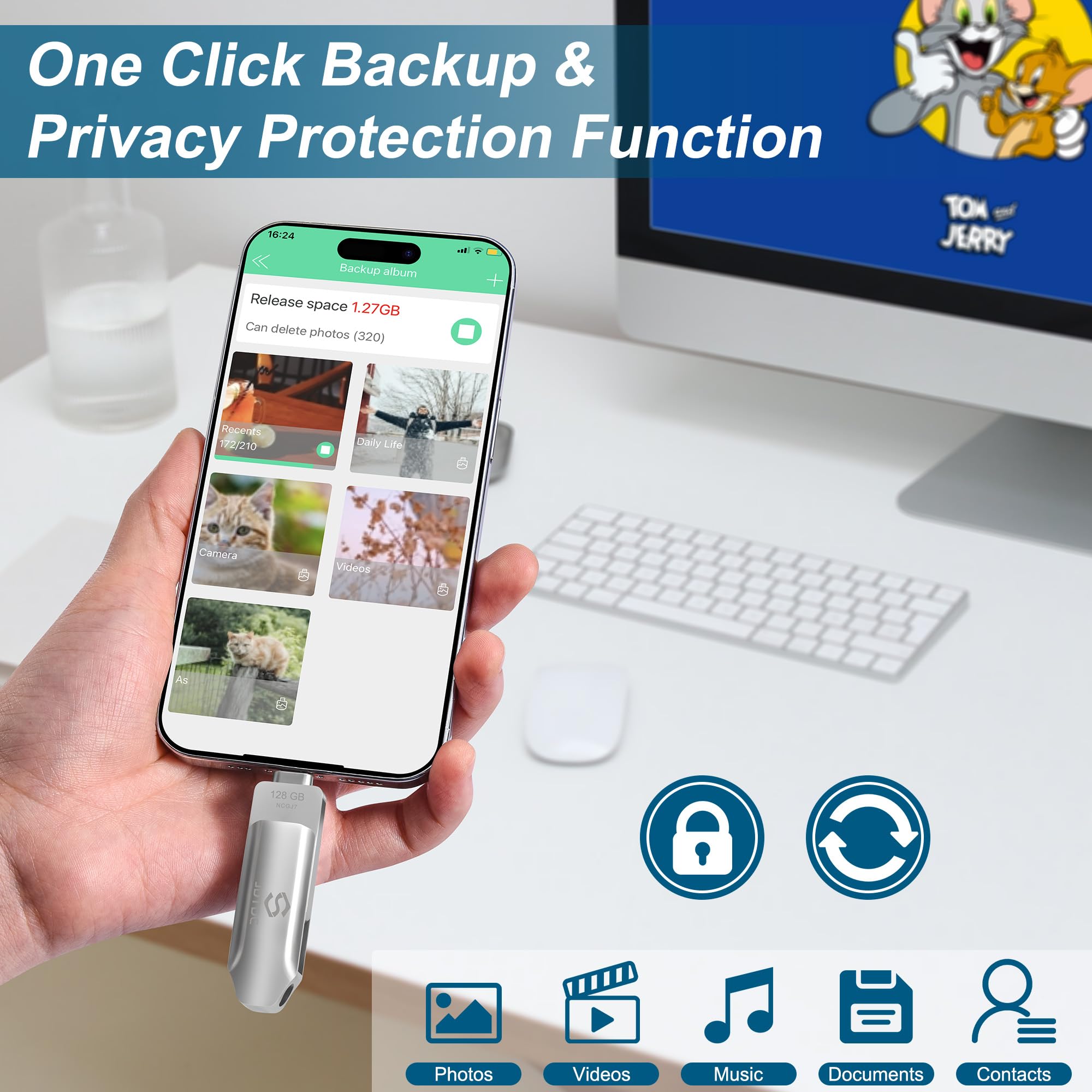 128Gb Photo Stick Iphone 15 Flash Drive Iphone Usb C Memory Stick For Photo Video Contact Iphone External Storage Ipad Photo Bac