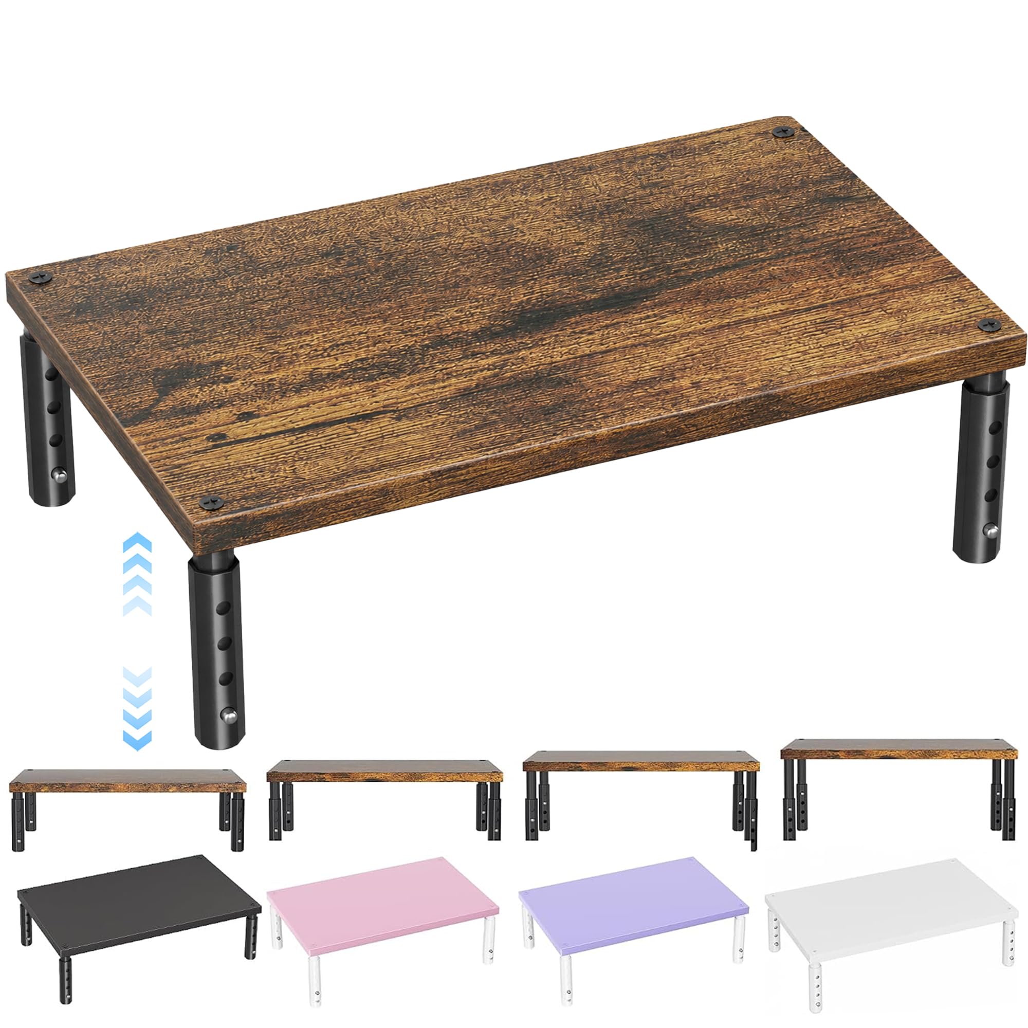 OPNICE Adjustable Monitor Stand Riser for Desk, Wood Computer & Laptop Stand, Desk Organizers and Accessories, Office Desk Acces