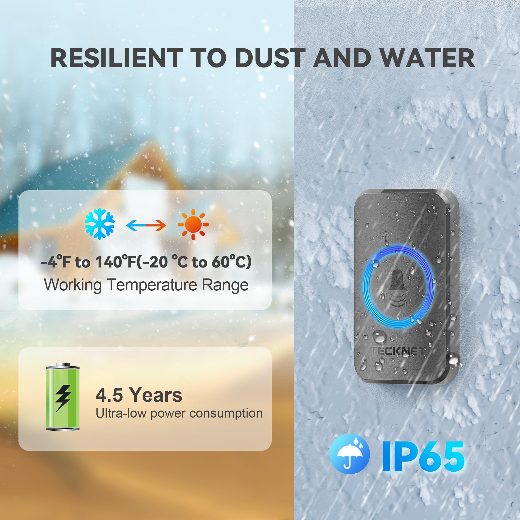 Tecknet Wireless Doorbells For Home With 2 Plug In Receivers, Ip65 Waterproof 2000Ft 120Db Door Bell Ringer Wireless For Classro