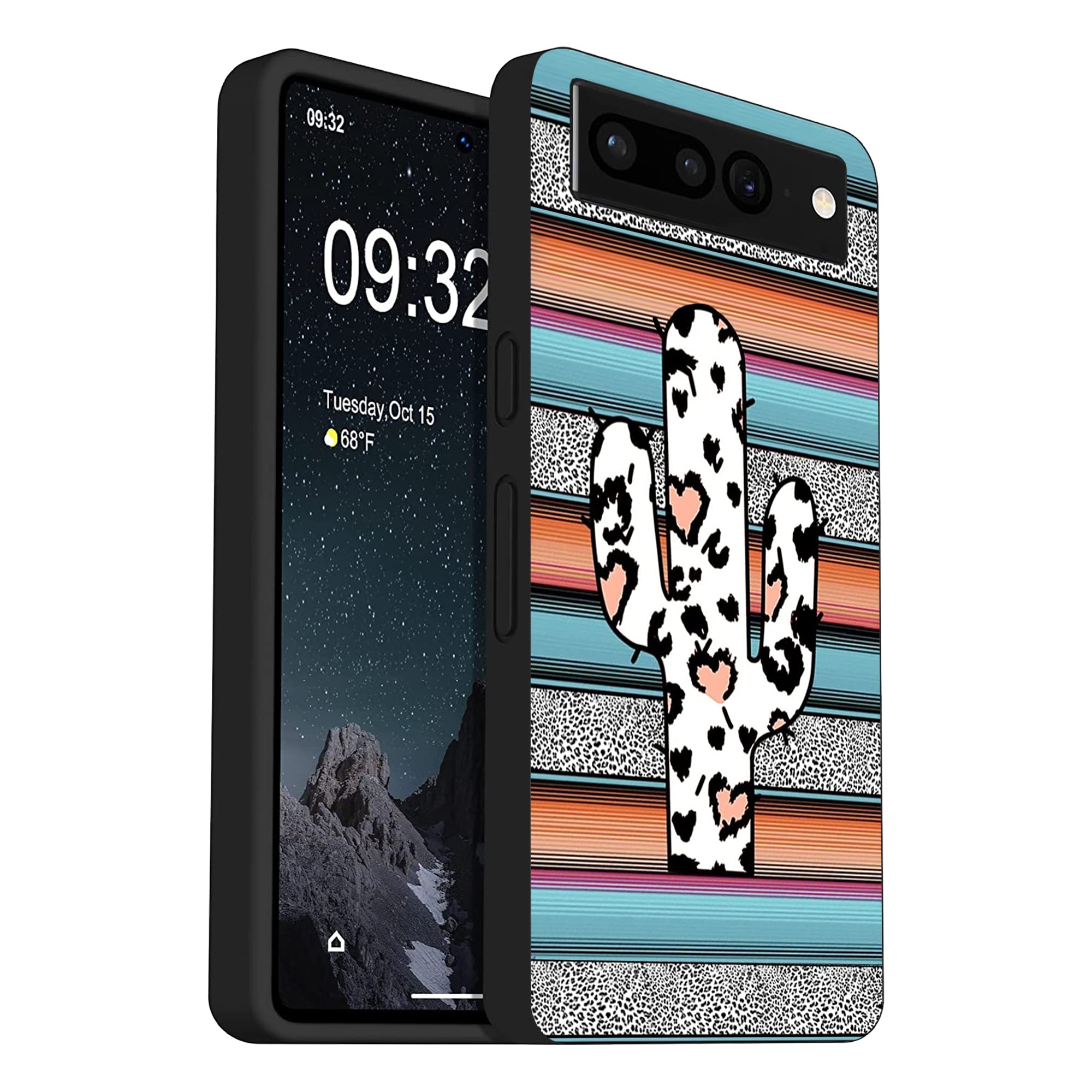 Compatible With Google Pixel 7 Pro Case, Cow Print Cactus Soft Tpu Fashion Cool Slim Shockproof Protective Phone Cases For Women