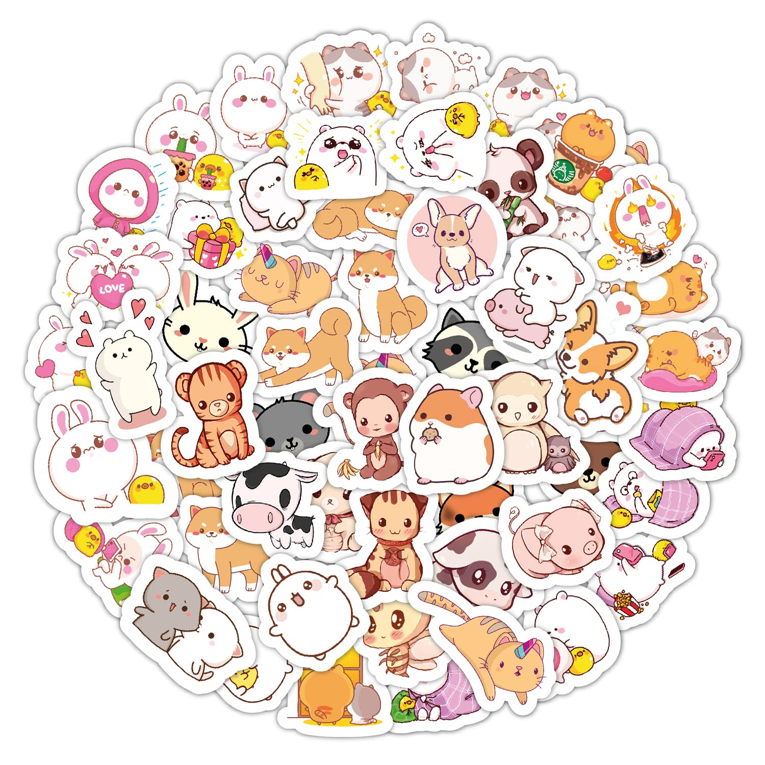 Bulbacraft Kawaii Animal Stickers   Cute Animal Stickers For Water Bottles   Cartoon Animal Stickers   Cute Japanese Kawaii Stic