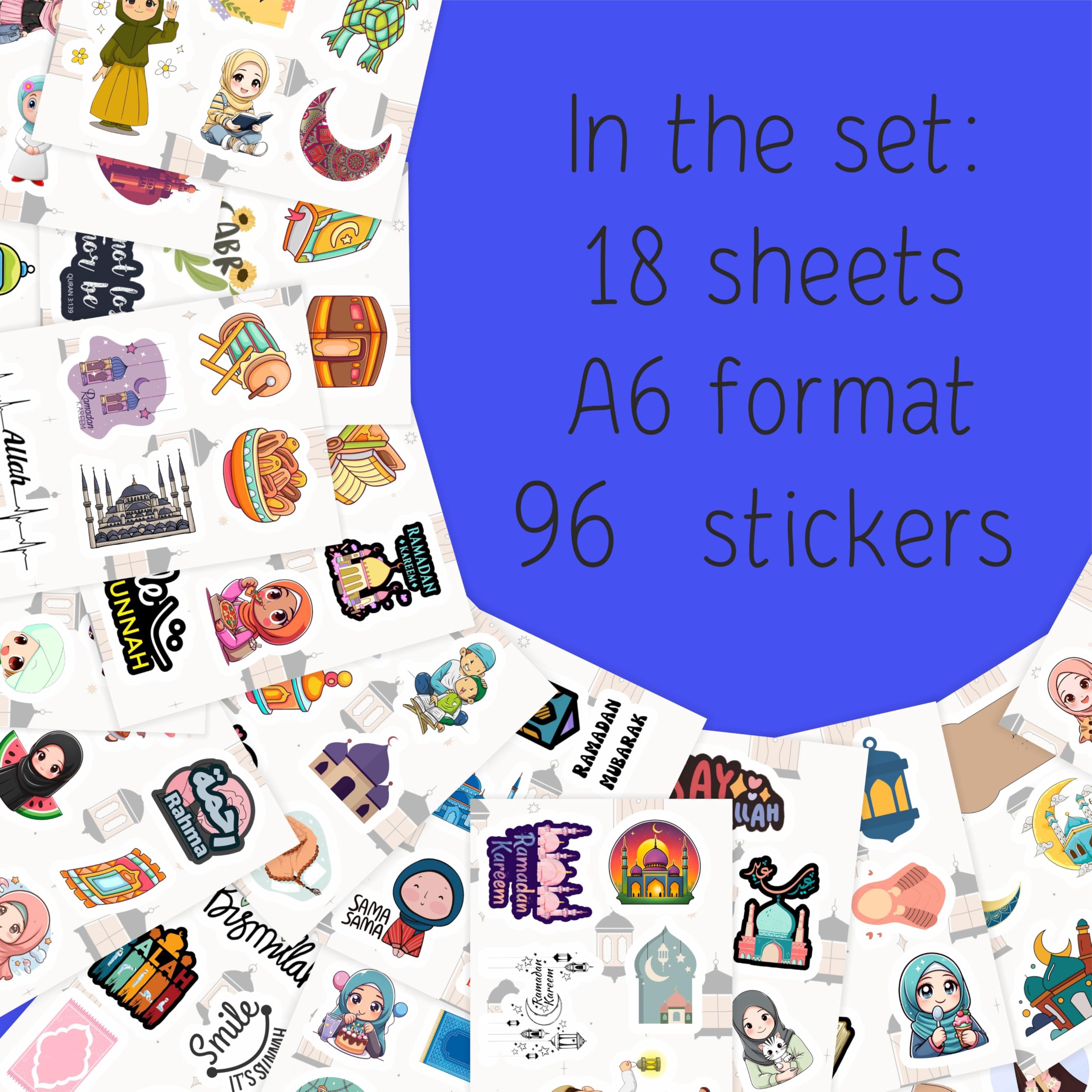 Islamic Stickers For Ki_Ds, Muslim Stickers For Water Bottle And Laptop   Islam Party Favors & Decorations, Ramadan Waterproof V