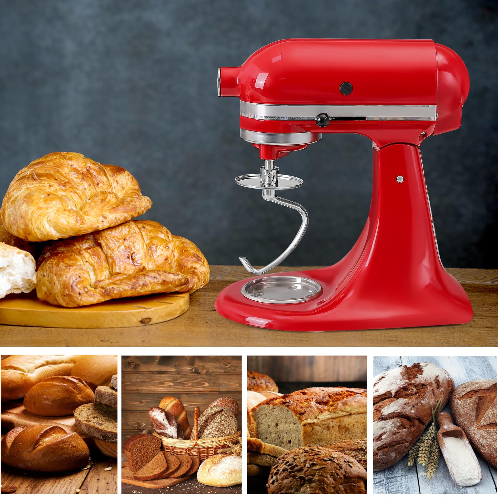 Stainless Steel Dough Hook For Kitchenaid 4.5 5 Quart Tilt Head Stand Mixers, Dishwasher Safe Metal Kneading Bread Hook Attachme