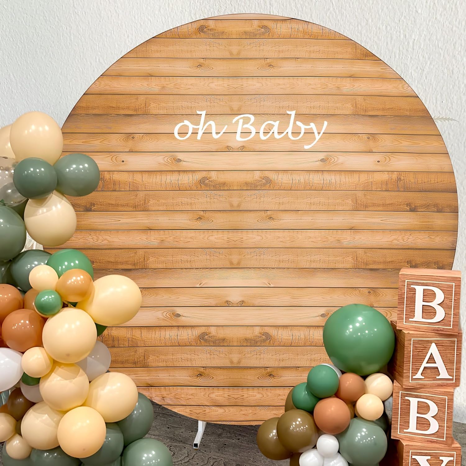 7.2Ft Wood Grain Round Arch Backdrop Cover For 7/7.2Ft Circle Stand, Wrinkle Free Circle Arch Background Cover, Vintage Wood Tex