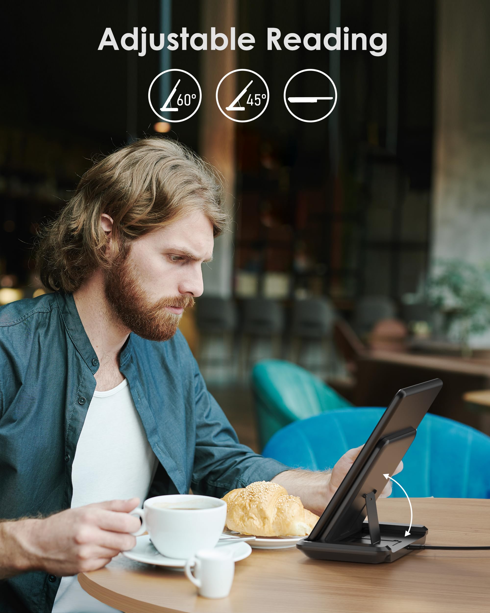 Foldable Wireless Charger Stand Compatible With Kindle Paperwhite Signature Edition And Samsung Phones, Wireless Charging Dock F