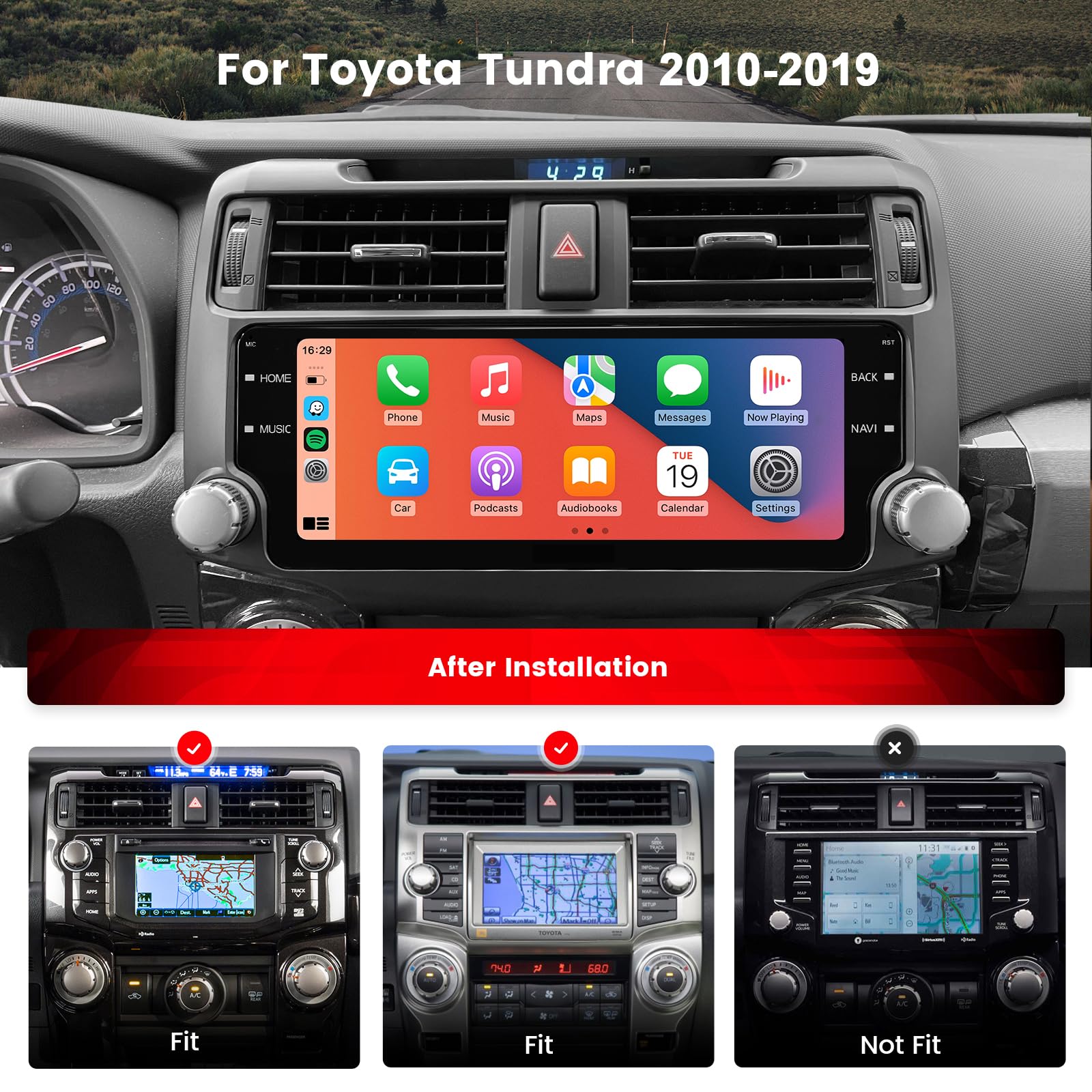 Dasaita 8Gb+256Gb Car Radio For 2010 2019 Toyota 4Runner Upgrade, 10.25' 2K Touchscreen, With Wireless Apple Carplay Android Auto, Gps Navigation, Built In 4G Cellular, Android 13, Qualcomm 8 Core