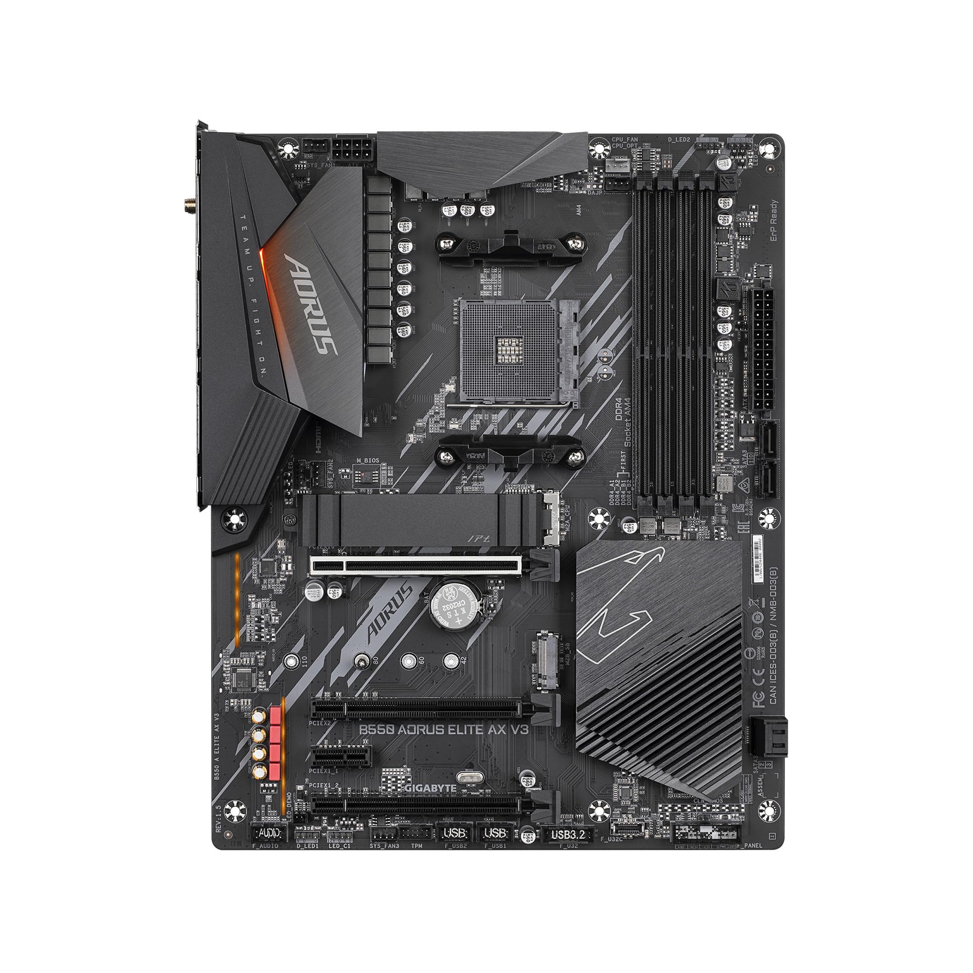 Gigabyte B550 Aorus Elite Ax V3 Am4 Amd B550 Atx Motherboard With Dual M.2, Sata 6Gb/S, Usb 3.2 Gen 2, Wi Fi 6, 1Gbe Lan, Pcie 4
