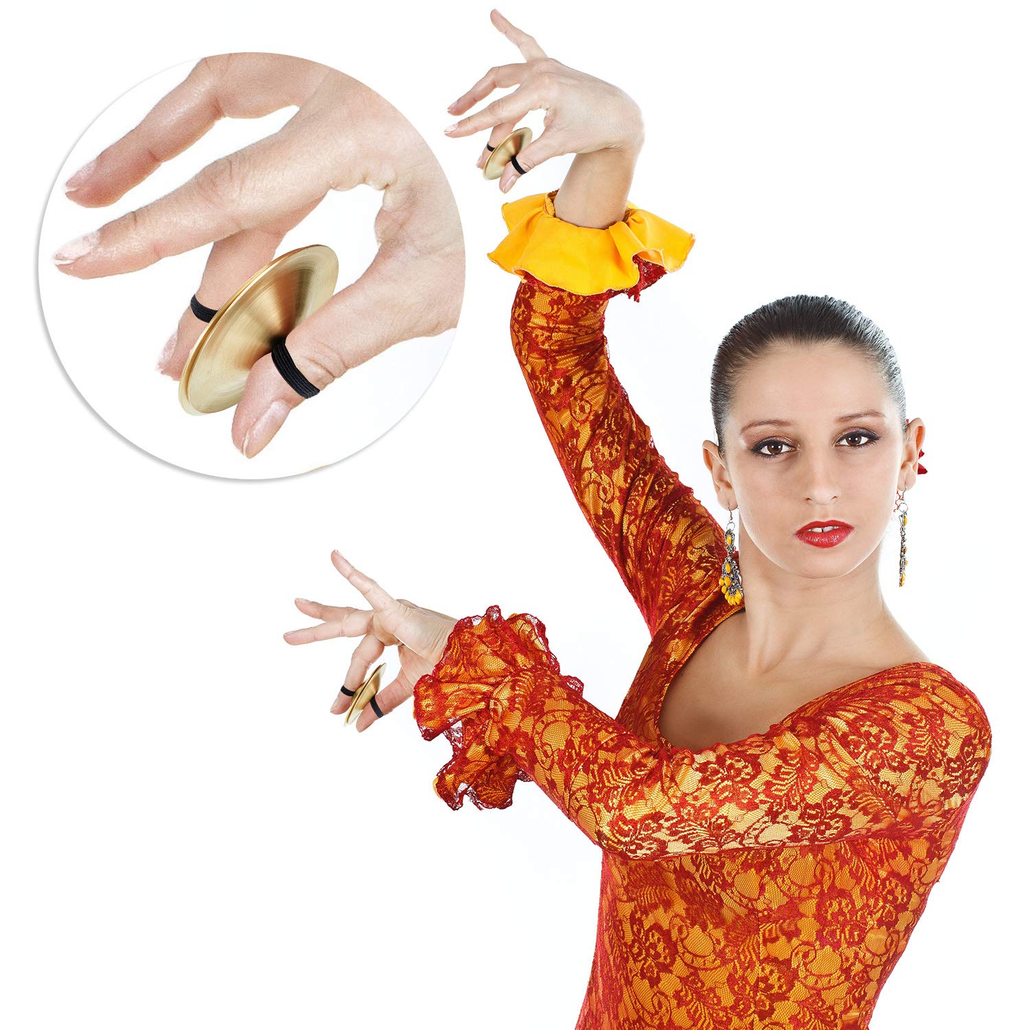 Boao 6 Pieces Finger Cymbals Belly Dancing Finger Dance Zills Musical Instrument For Dancer Party