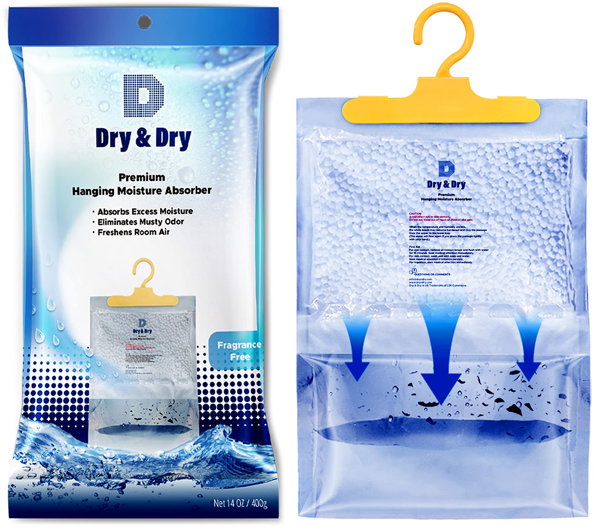 Dry & Dry 5 Pack[14 Oz] Premium Moisture Absorbers Dehumidifiers For Home Dehumidifier For Basement Dehumdifiers For Bedroom Sma