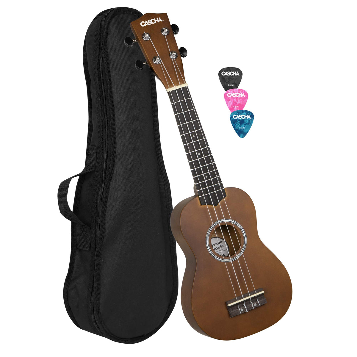 Cascha, 4-String Soprano Ukulele With Black Nylon Bag And 3 Picks (Eh 3953)