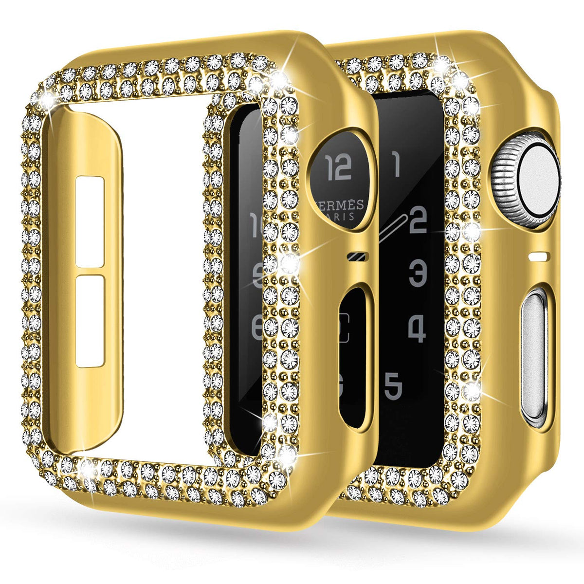Adepoy Compatible For Apple Watch Case 44Mm Series 6/5/4 Se Bling Rhinestone Apple Watch Protective Case Bumper Frame Case Cover