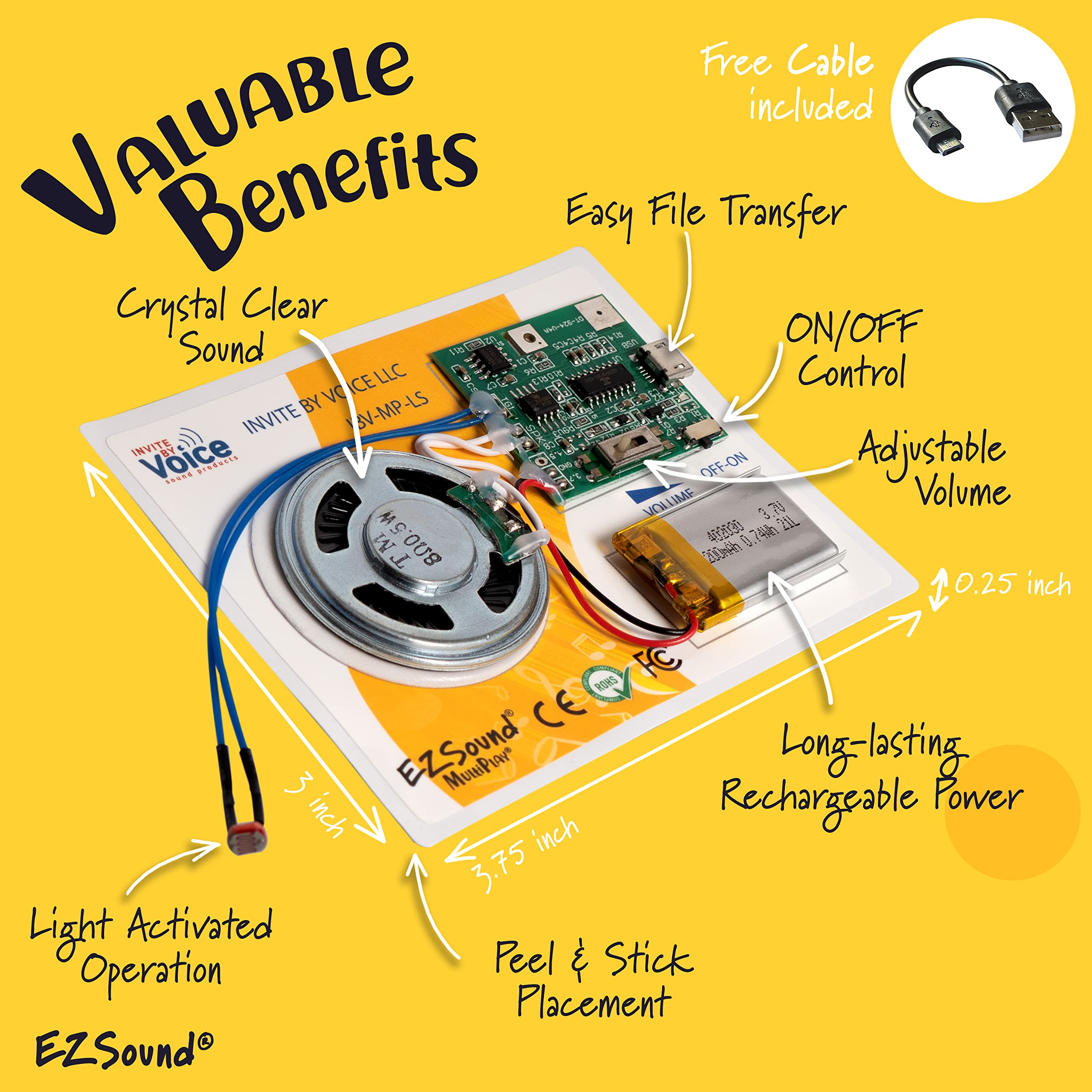 EZSound MultiPlay Light Activated Recordable Sound Chip - Custom Music ...