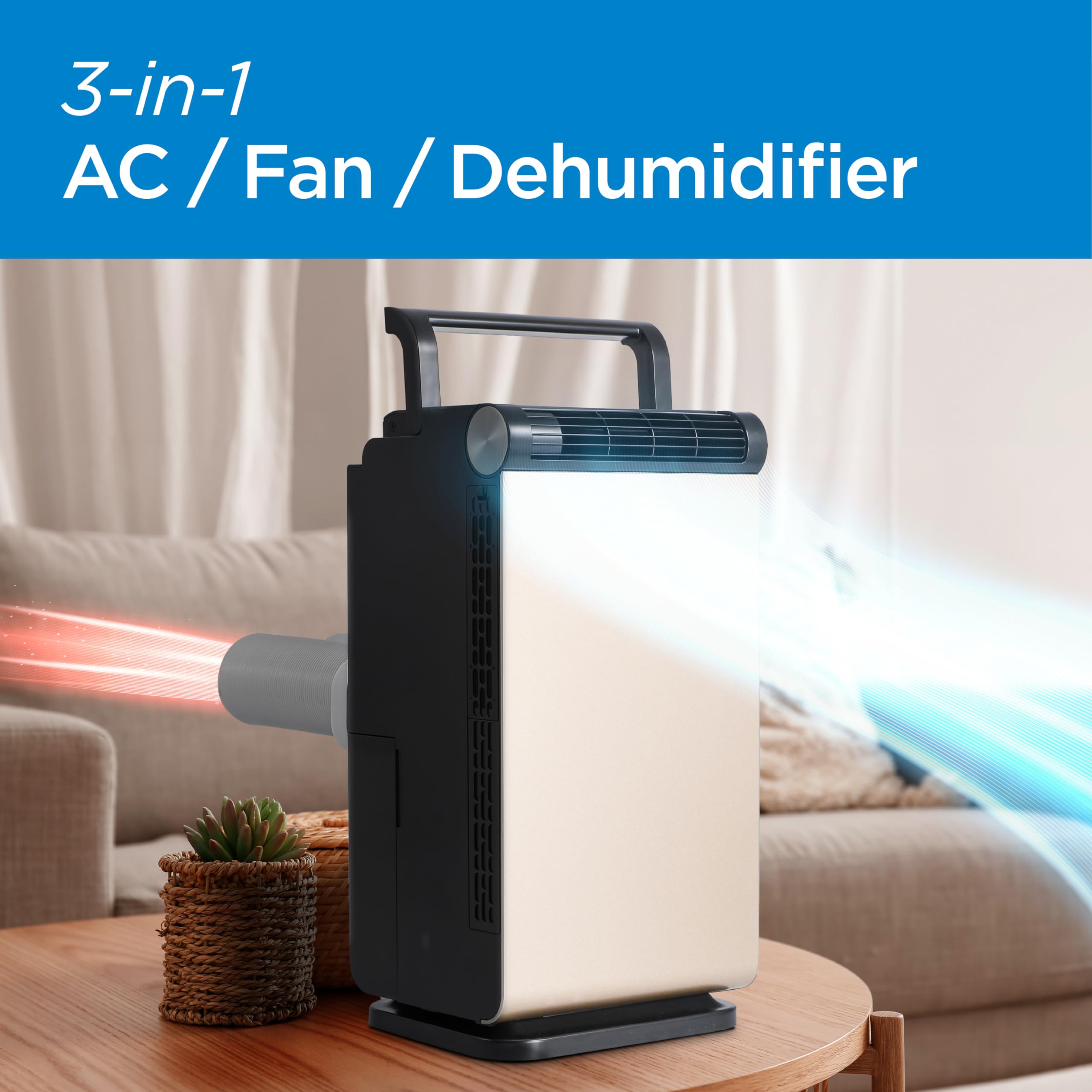 Black+Decker 3 In 1 Personal Portable Air Conditioner, Portable Fan & Dehumidifier, Windowless Air Conditioner With Electronic C