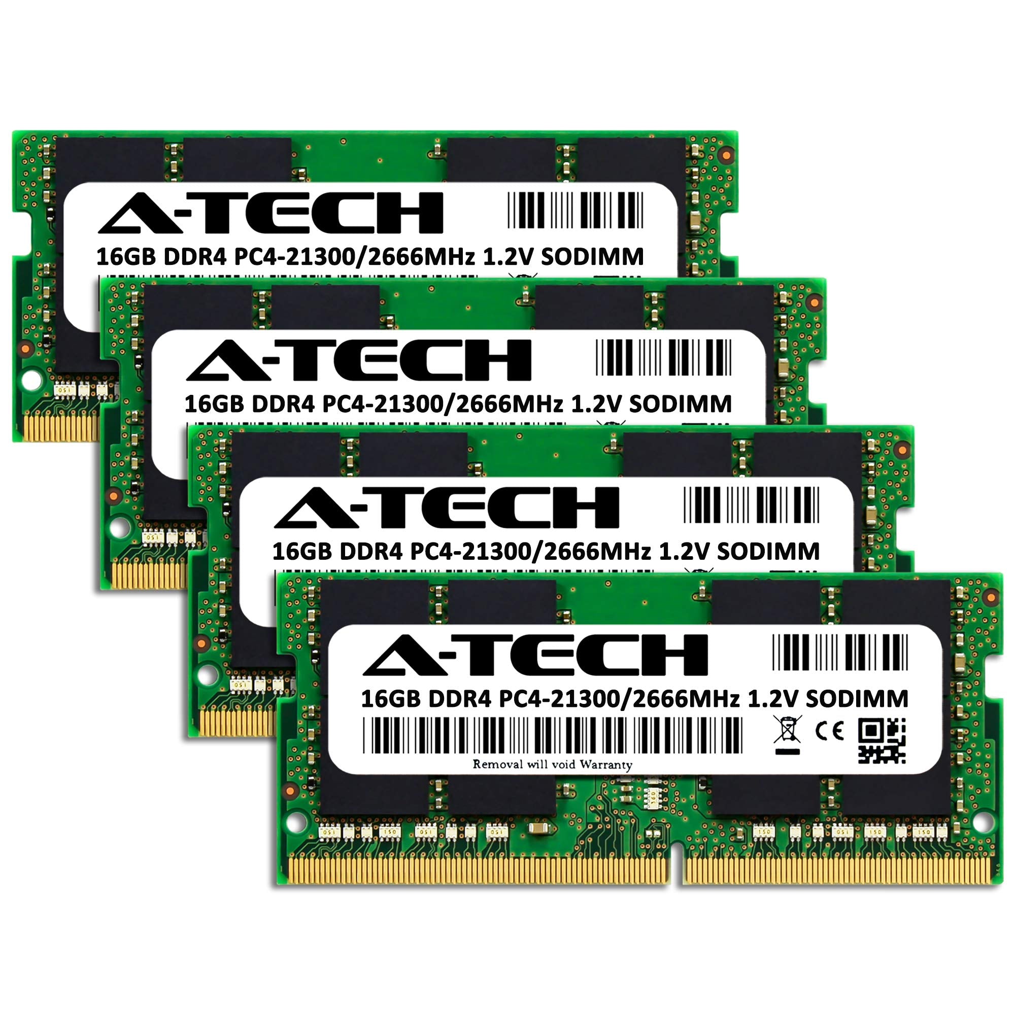 A Tech 64Gb (4X16Gb) Ddr4 2666Mhz Pc4 21300 (Pc4 2666V) Cl19 Sodimm 1.2V 260 Pin Non Ecc So Dimm Laptop Notebook Ram Memory Modu