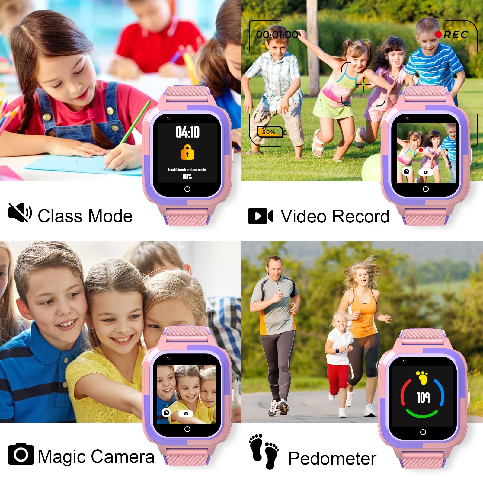 Wonlex Kids Smart Watch With Sim Card, 4G Kids Gps Tracker Support Whatsapp Line Real Time Calling Voice Message Sos Camera, Bir