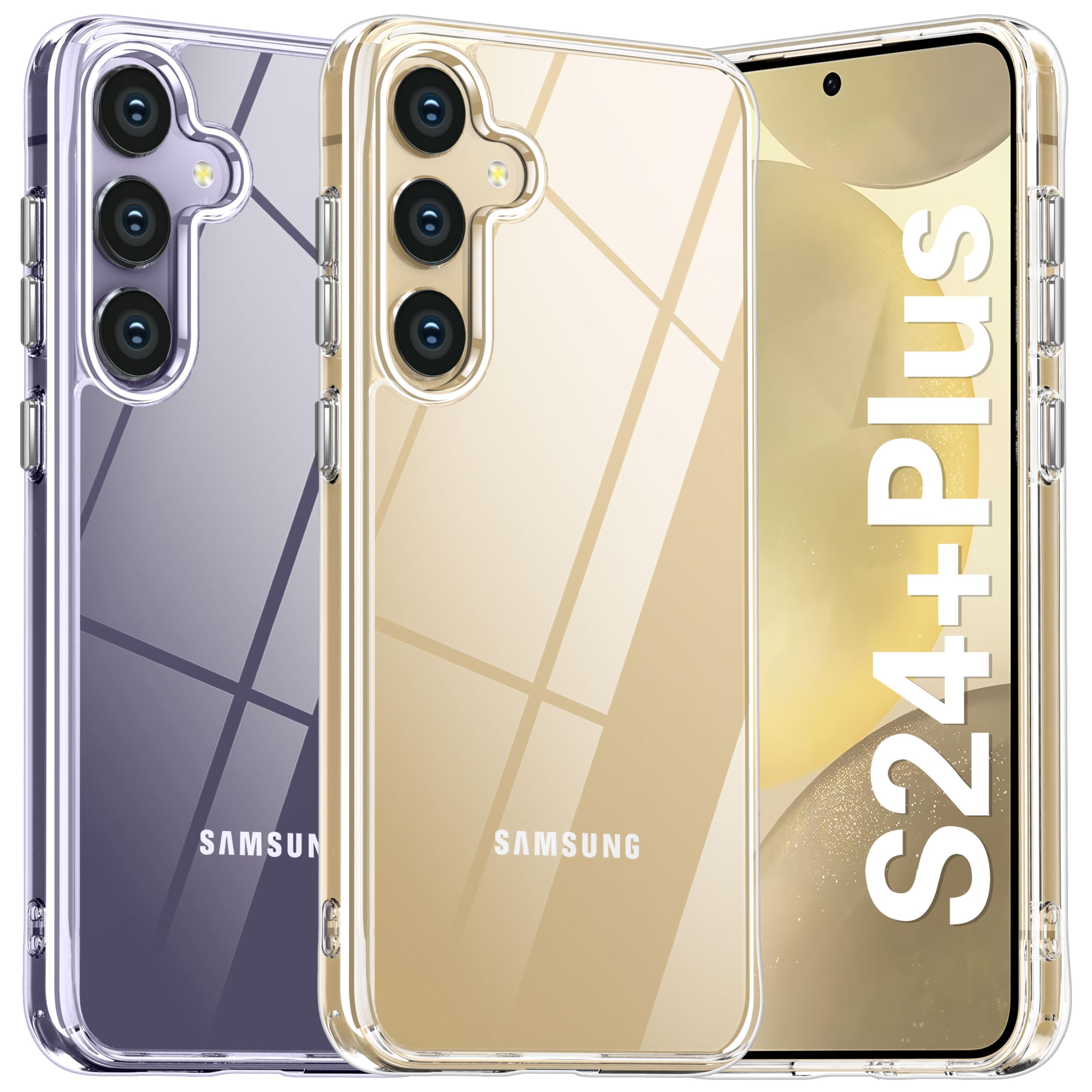 Oneagle For Samsung Galaxy S24 Plus Case Clear,[30X Anti Yellowing] Galaxy S24+ Plus Phone Case With Hard Back & Soft Edge,[15Ft