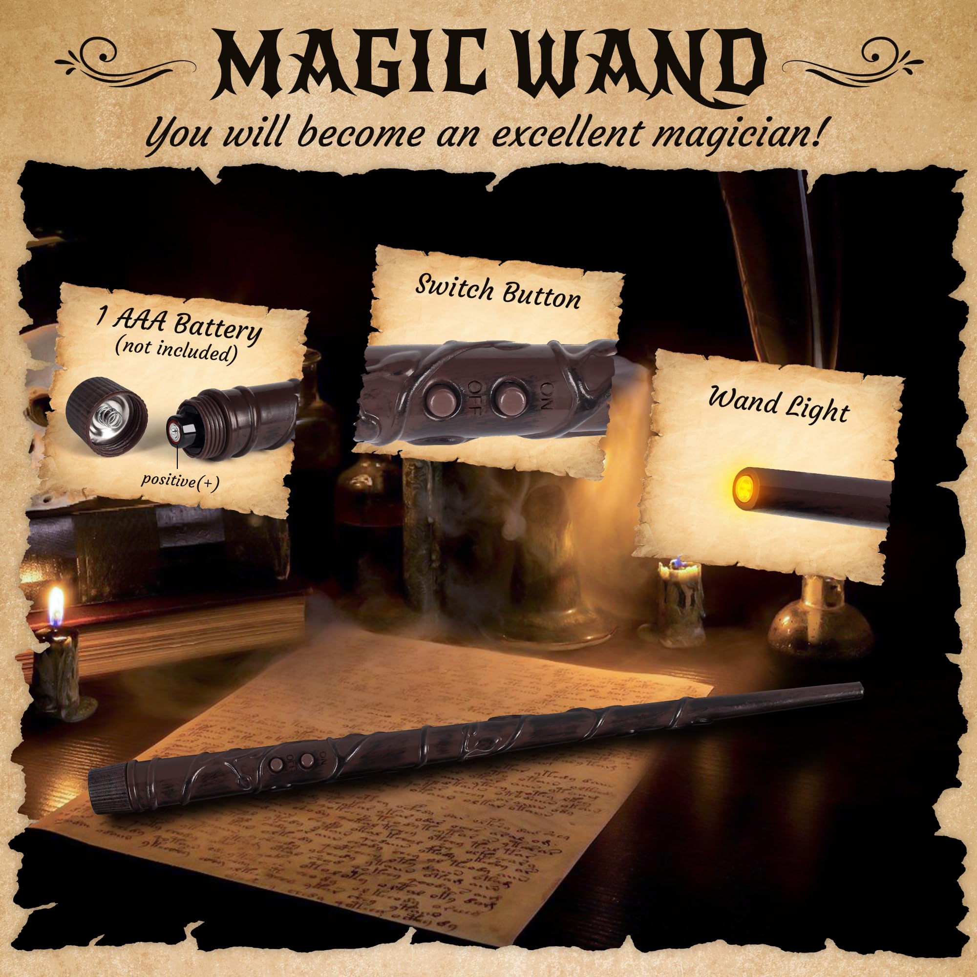 Halloween Decor Floating Candles With Wand, 20Pcs Magic Hanging Candles With Remote,6.9In Flameless Taper Led Candles Battery Op