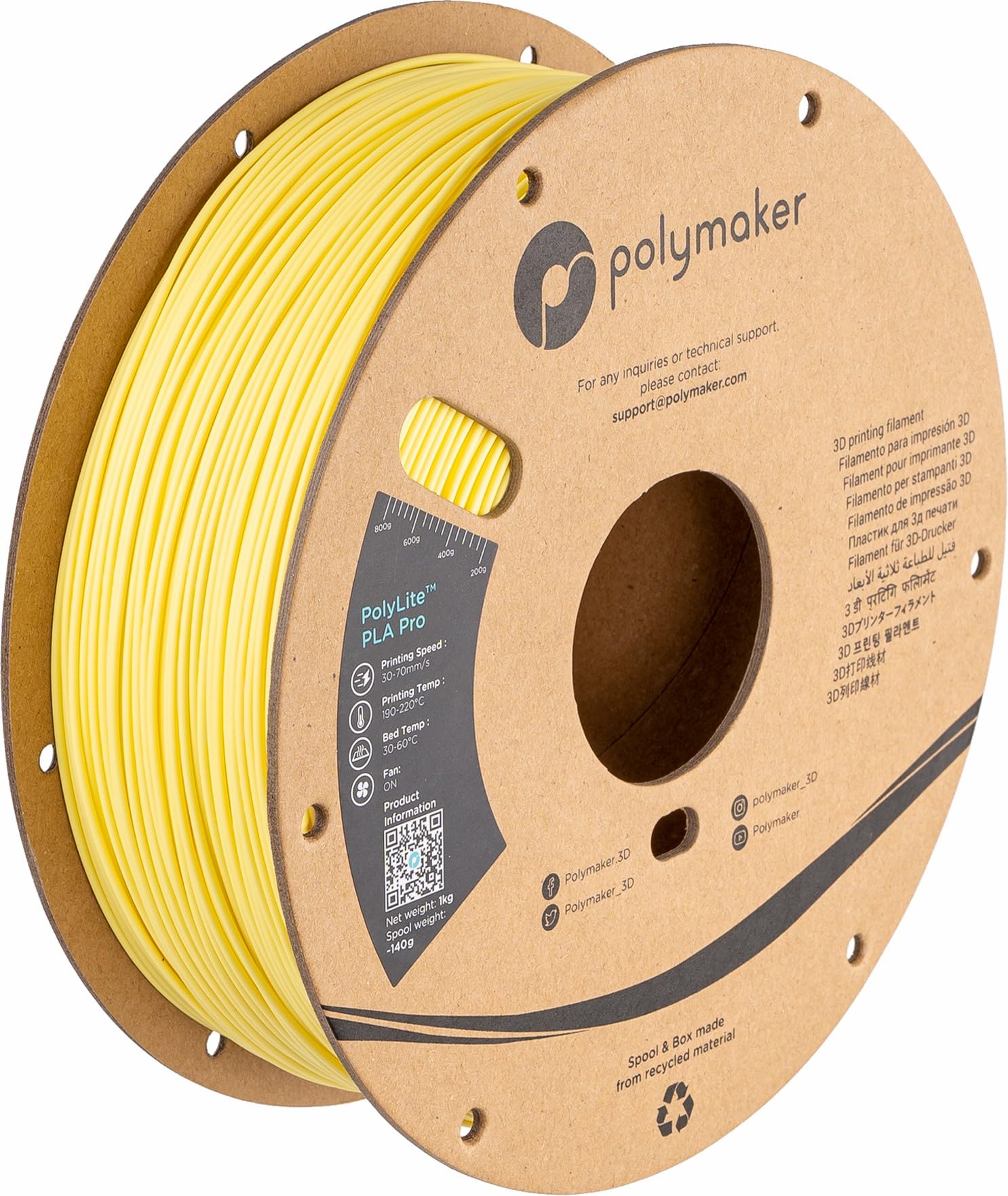Polymaker Pla Pro Filament 1.75Mm Light Yellow, Powerful Pla Filament 1.75Mm 3D Printer Filament 1Kg   Polylite 1.75 Pla Filamen