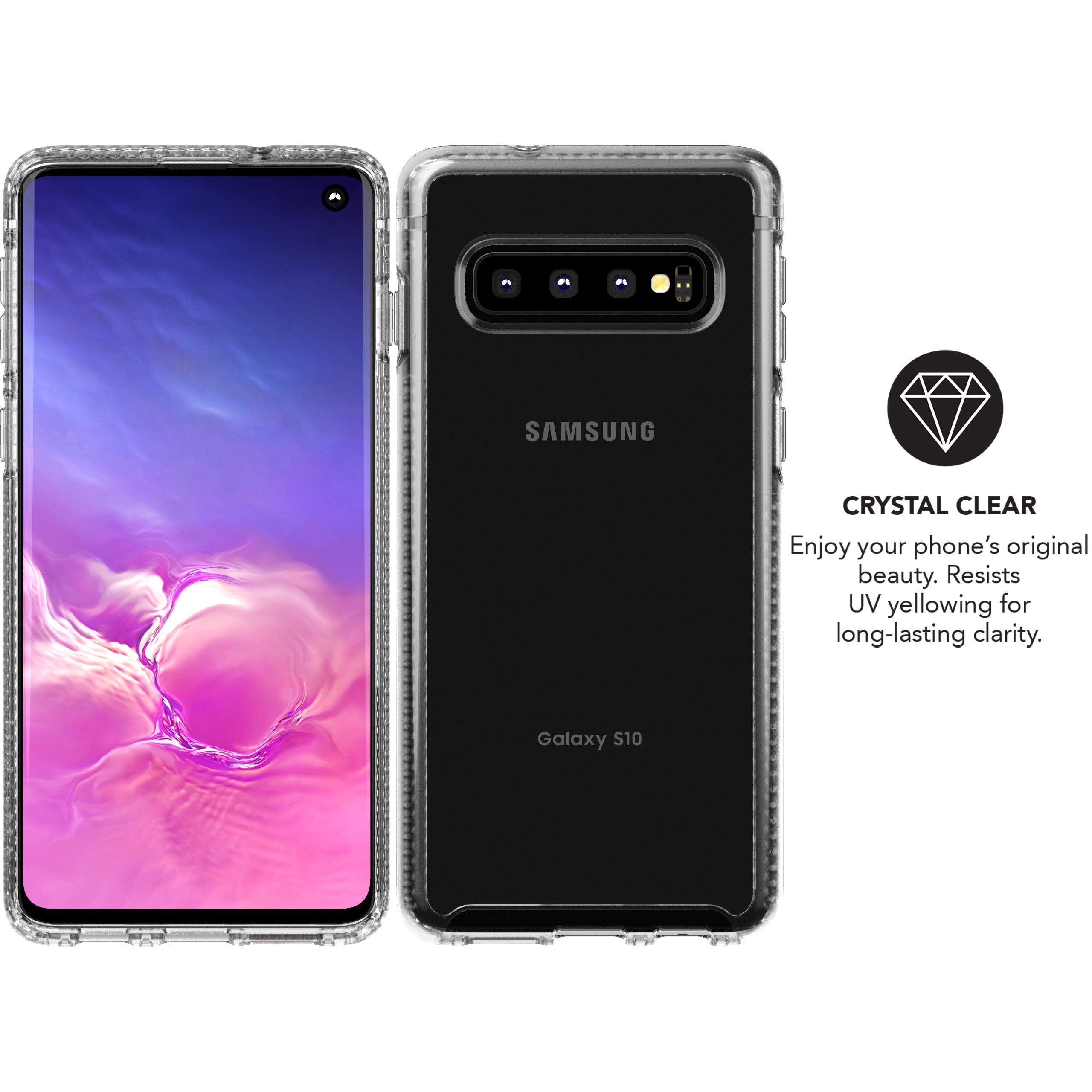 Tech21 Protective Samsung Galaxy S10 Case Ultra Thin Back Cover With Bulletshield Protection - Pure Clear - Transparent
