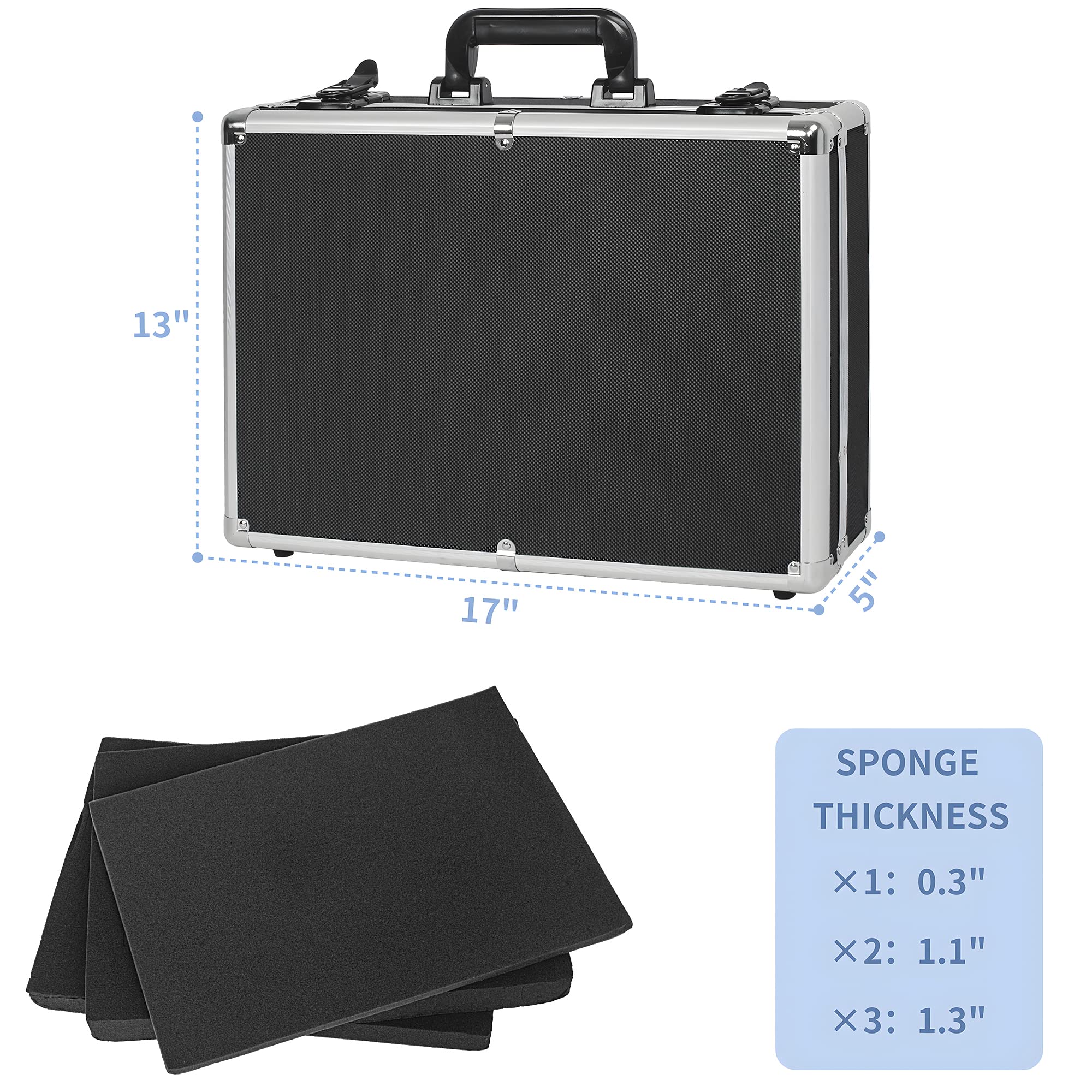 Ithwiu 17 Inch Hard Shell Carrying Case Ideal For Wireless Mic System Storage & Camera Gear Transportation, Aluminum Alloy Sturd