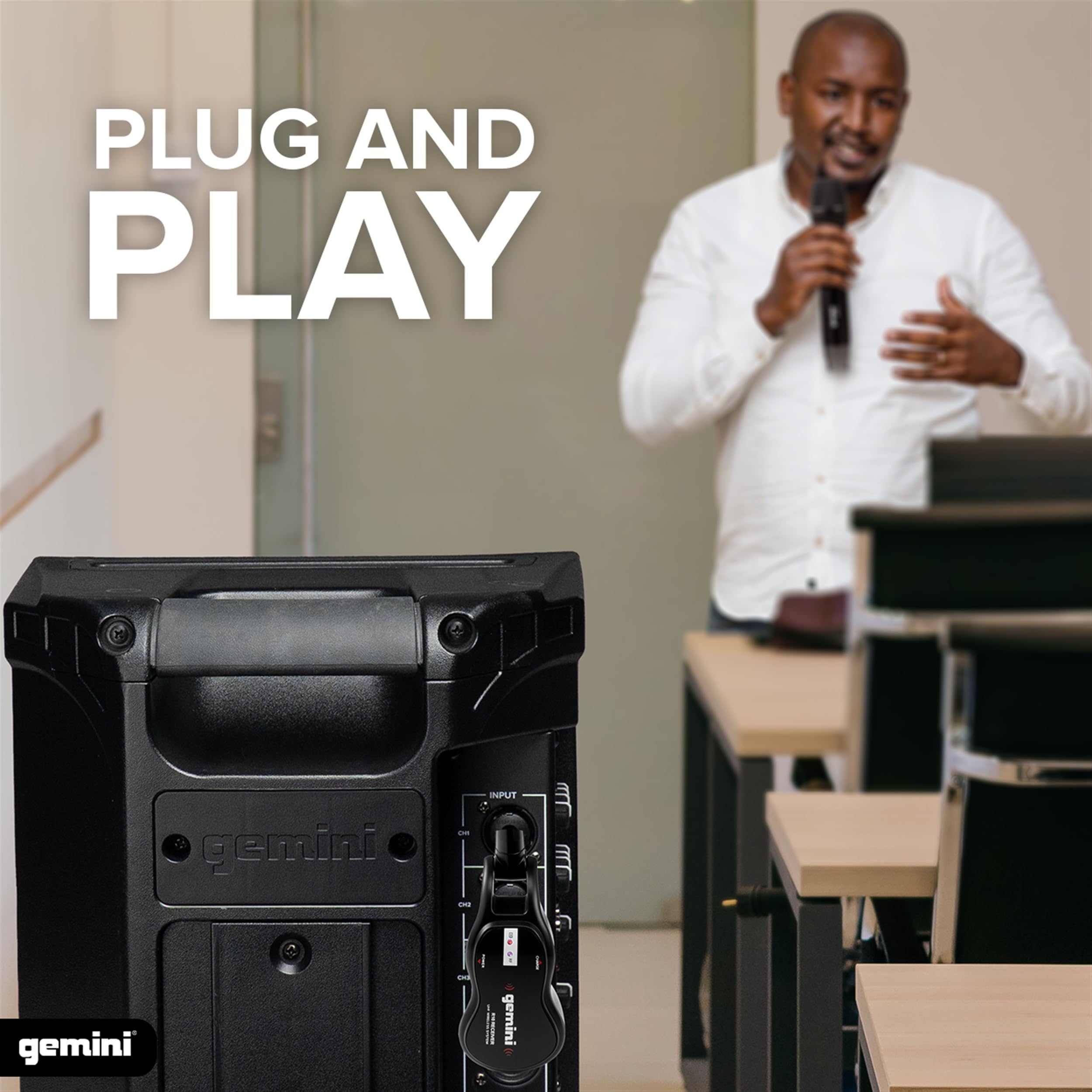 Gemini Dual Wireless Microphone Uhf Handheld Rechargeable Cordless Mic System 2 Pack With Receiver For Karaoke Singing Dj Perfor