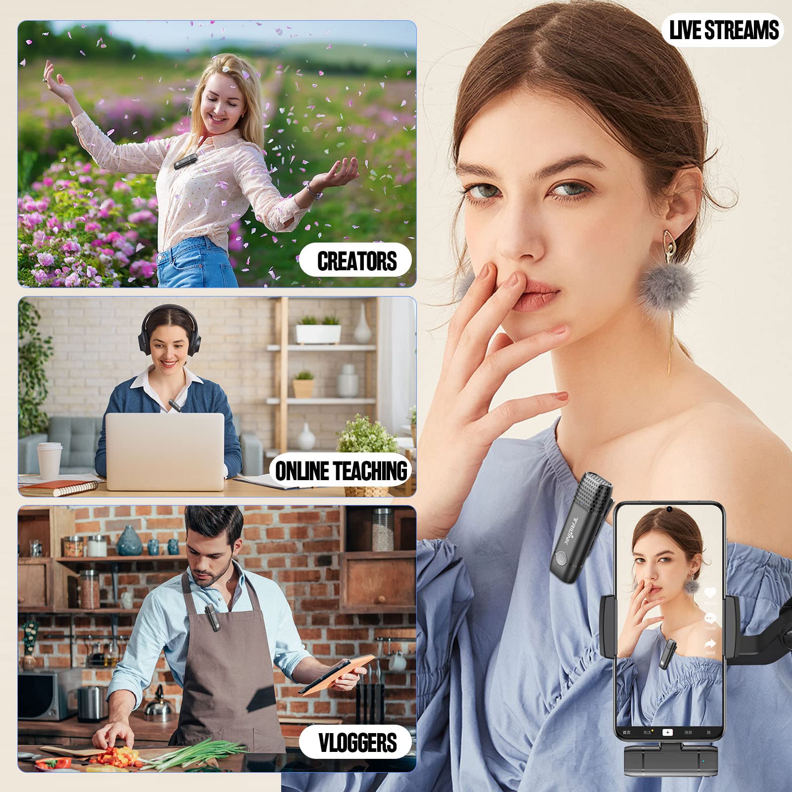Usb C Wireless Lavalier Microphone, Mini Lapel Mic Compatible With Ipad Pro, Google, Samsung And More Type C Smartphone, Tablet,