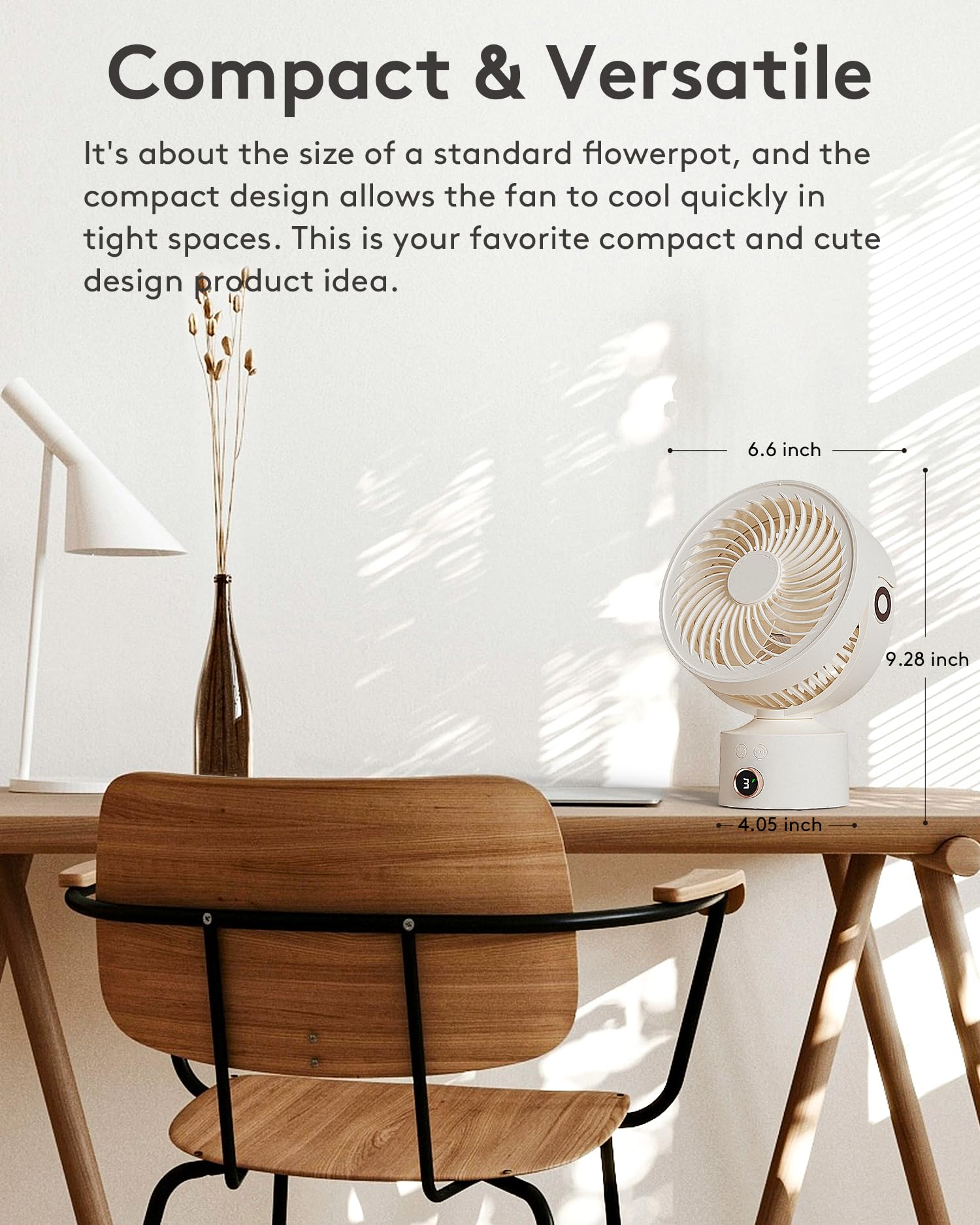 Caronsort Desk Fan, Small Oscillating Fan For Bedroom, 9 Inch Table Fans Quiet,Desk Air Circulator Fan With 3 Speeds, 4H Time, R
