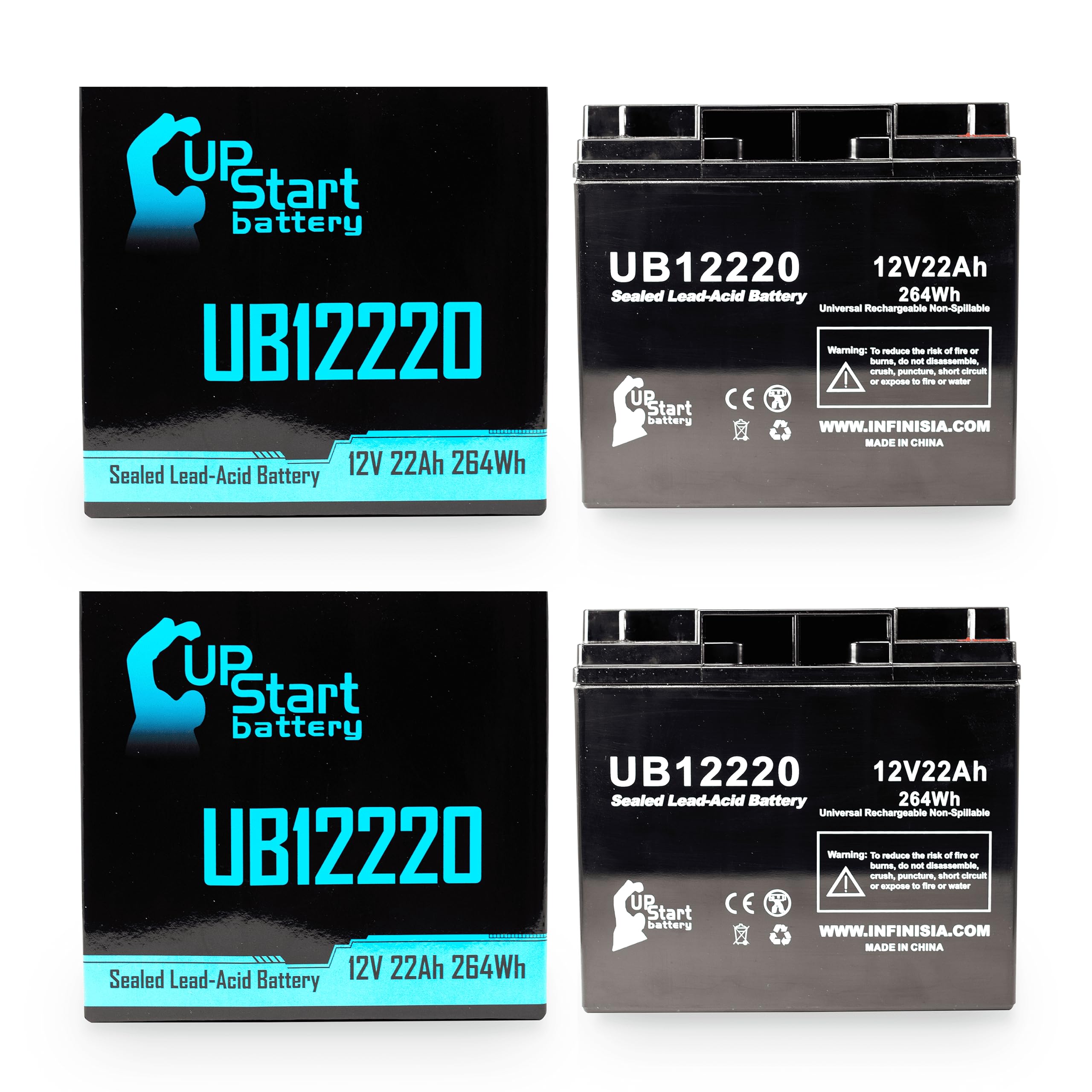 2 Pack Replacement For Pride Gogo Elite Traveler Plus Battery   Replacement Ub12220 Universal Sealed Lead Acid Battery (12V, 22A