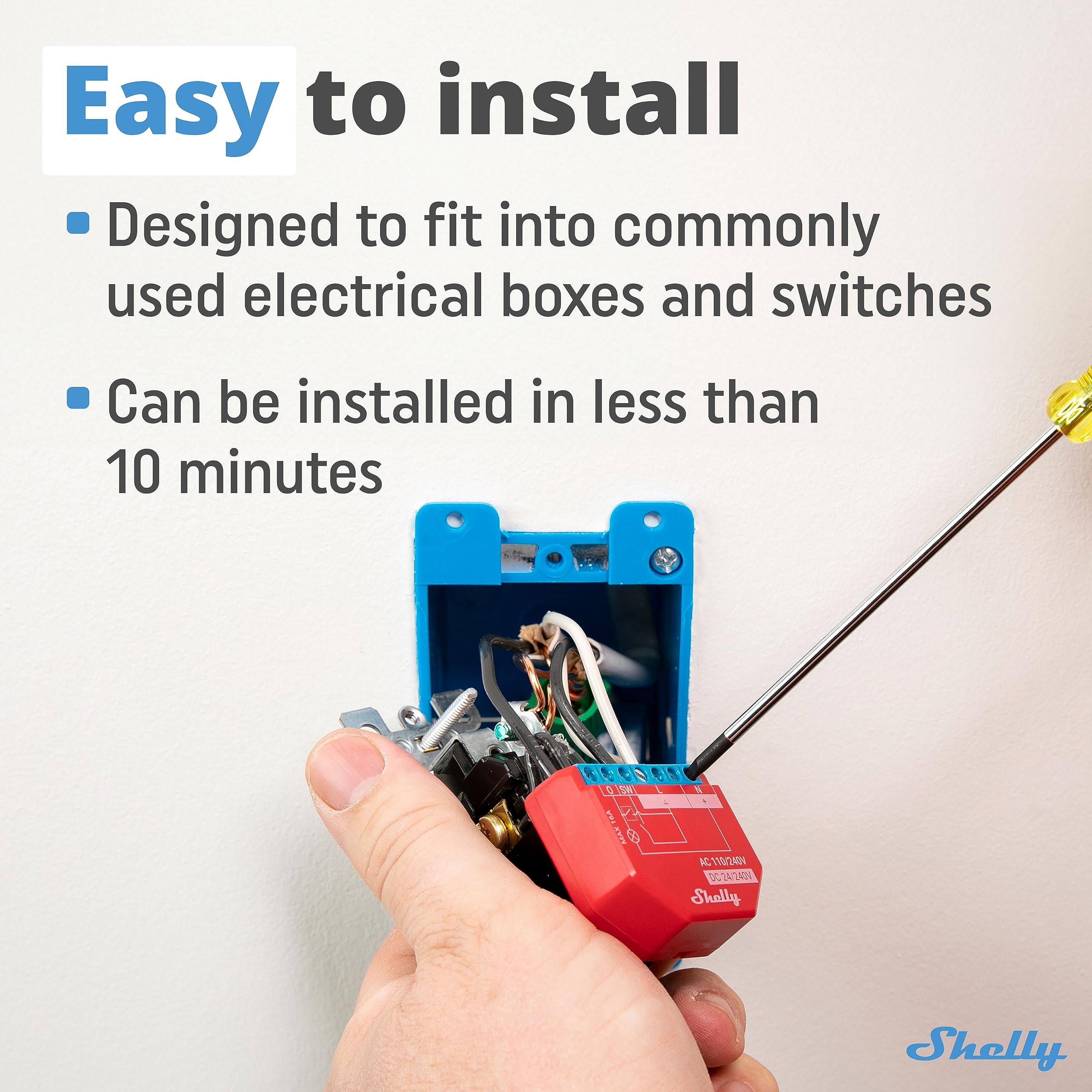 Shelly Plus 1Pm Ul | Wifi Smart Relay Switch With Power Metering Function | Bluetooth Gateway | Home Automation | Compatible Wit