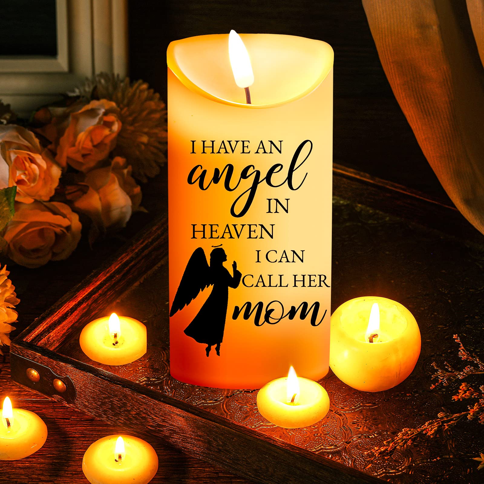 Sympathy Gifts For Loss Of Mother Led Flameless Candles 3 X 6 Inch Angel Memorial Candles In Remembrance Of My Mother Memorial C