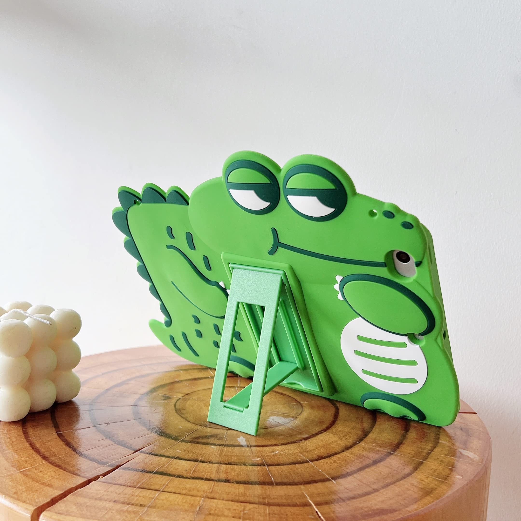 Lubiogio 3D Cute Crocodile Case For Ipad Mini 4Th 5Th Gen 7.9 Inch With Strap,Kawaii Cartoon Green Crocodile Soft Silicone Case