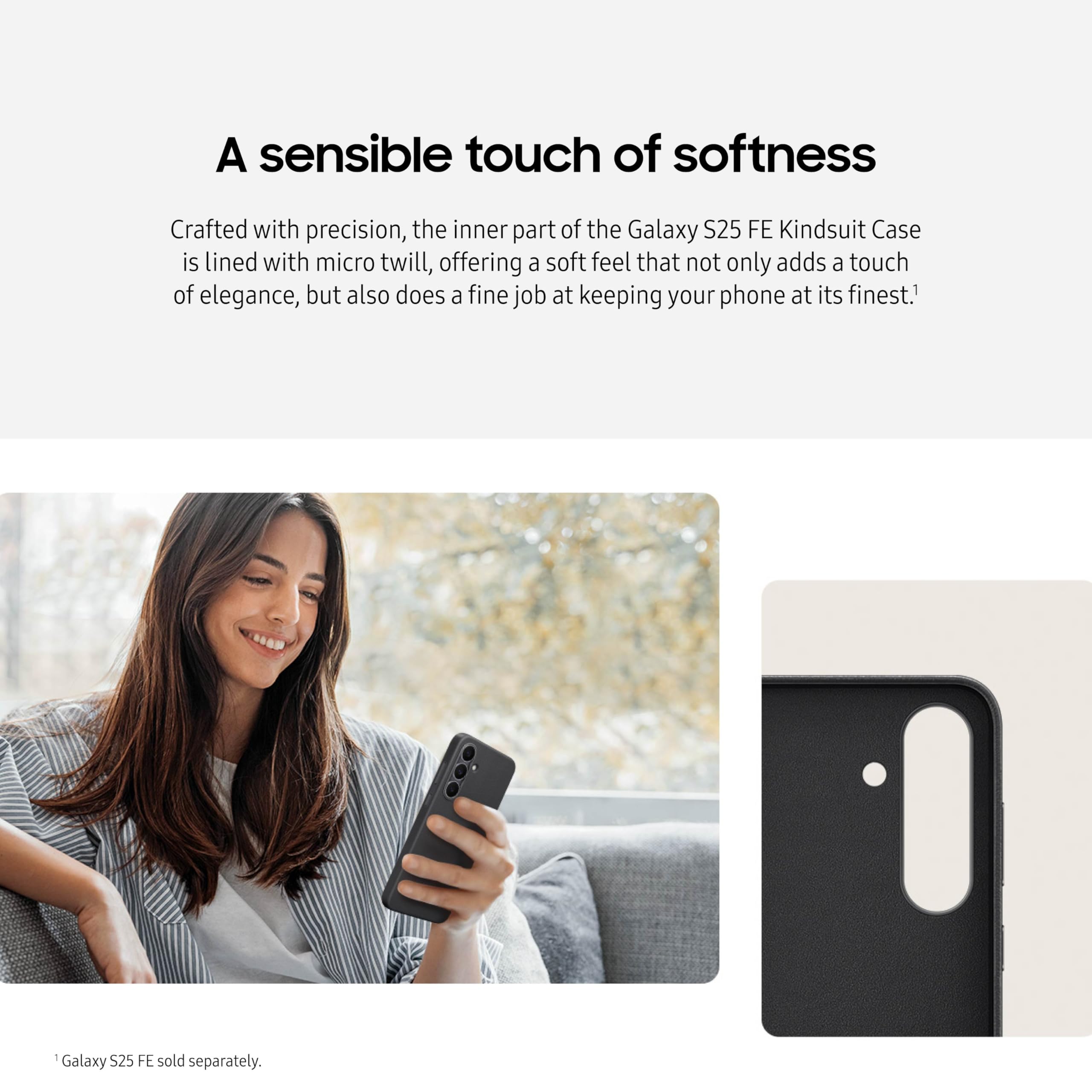 Samsung Galaxy S25 Fe Kindsuit Phone Case, Textured Feel, Chic Protective Cover, Soft Inner Lining, Elegant, Us Version, Black