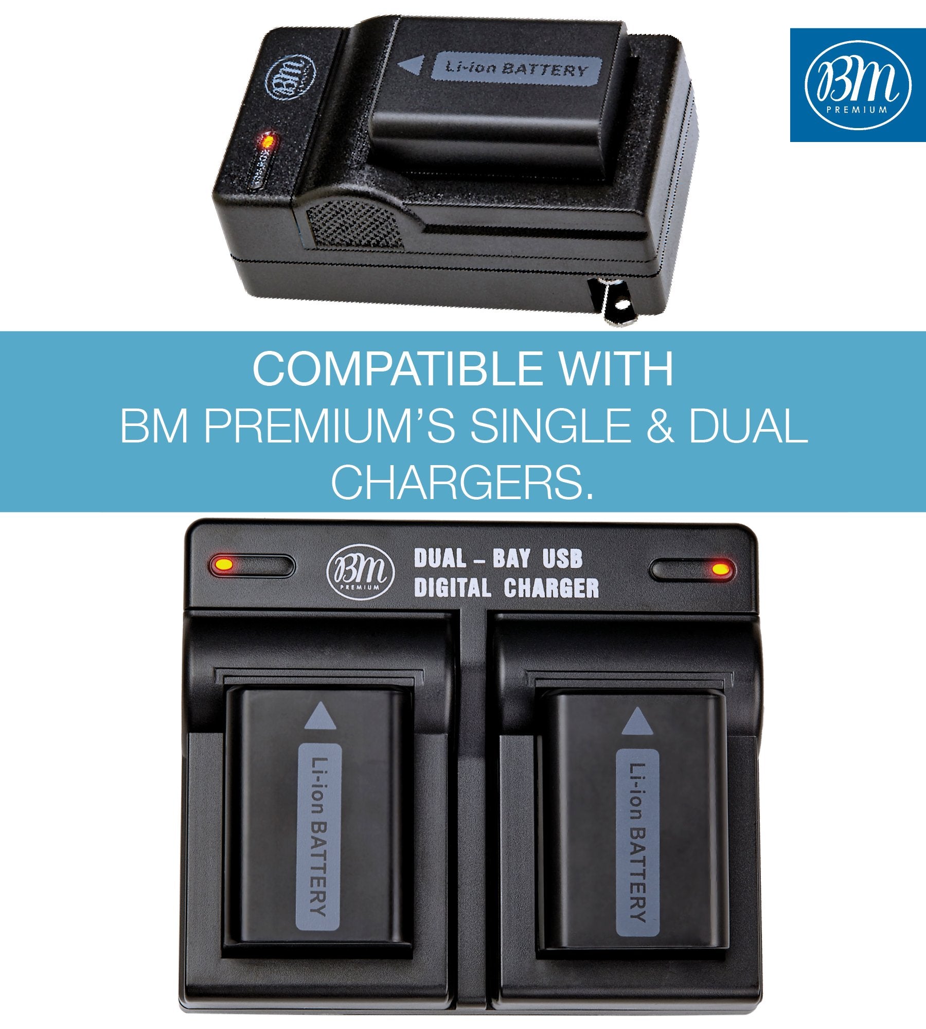 BM Premium 2 NP FW50 Batteries for Sony A6100, DSC RX10 IV, DSC RX10 III, DSC RX10 II, DSC RX10, Alpha 7, Alpha 7R, a7, a7R, a7R II, a7S, a7S II, a3000, a5000, a5100, a6000, a6300, a6500 Cameras