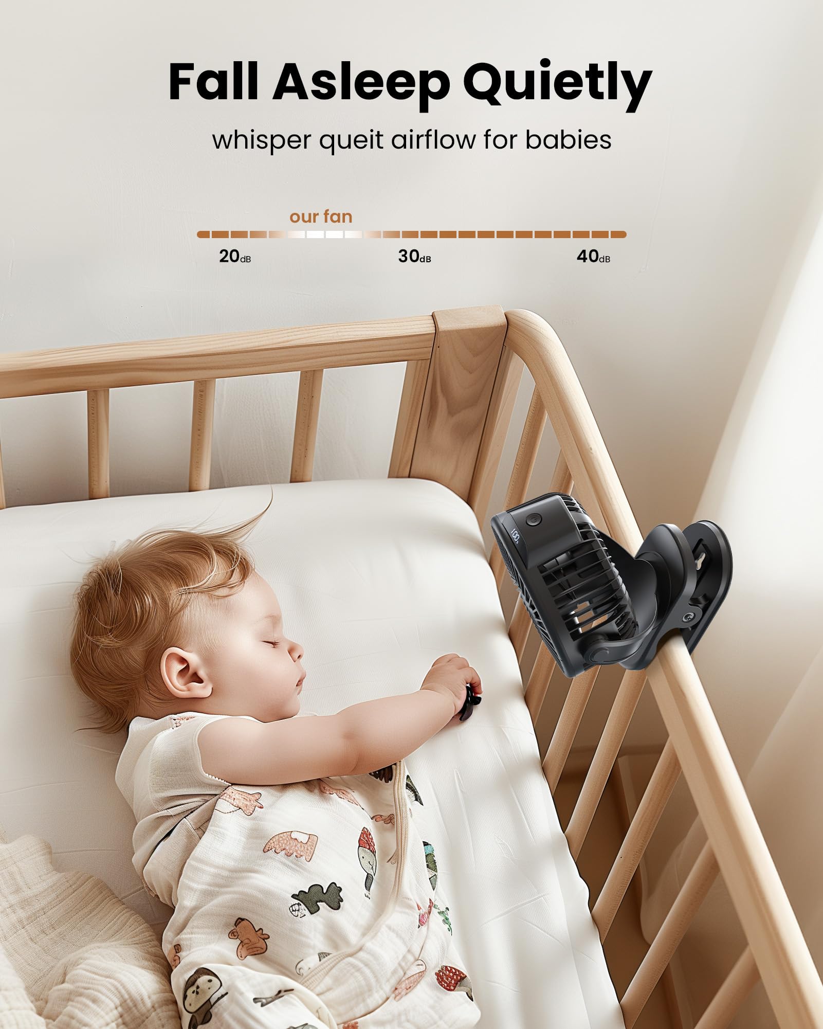 Koonie Portable Clip On Fan, Small Usb Fan Battery Operated, 3 Speed Rechargeable Mini Fan With Led Display, 360 Rotate Personal