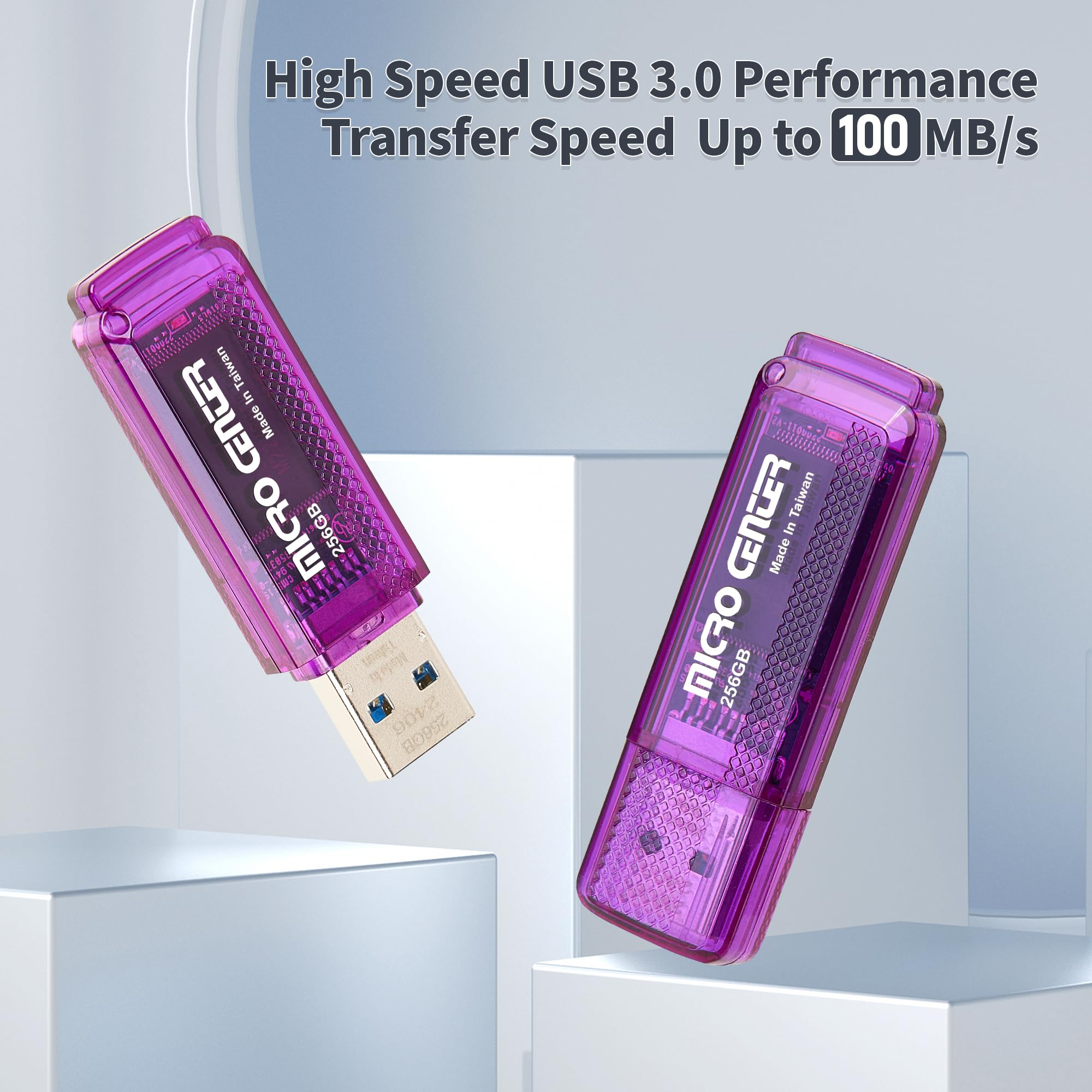 Inland Micro Center Superspeed 256Gb Usb 3.0/Usb3.1 Gen1 Flash Drive Gum Size Memory Stick Thumb Drive Data Storage Jump Drive (