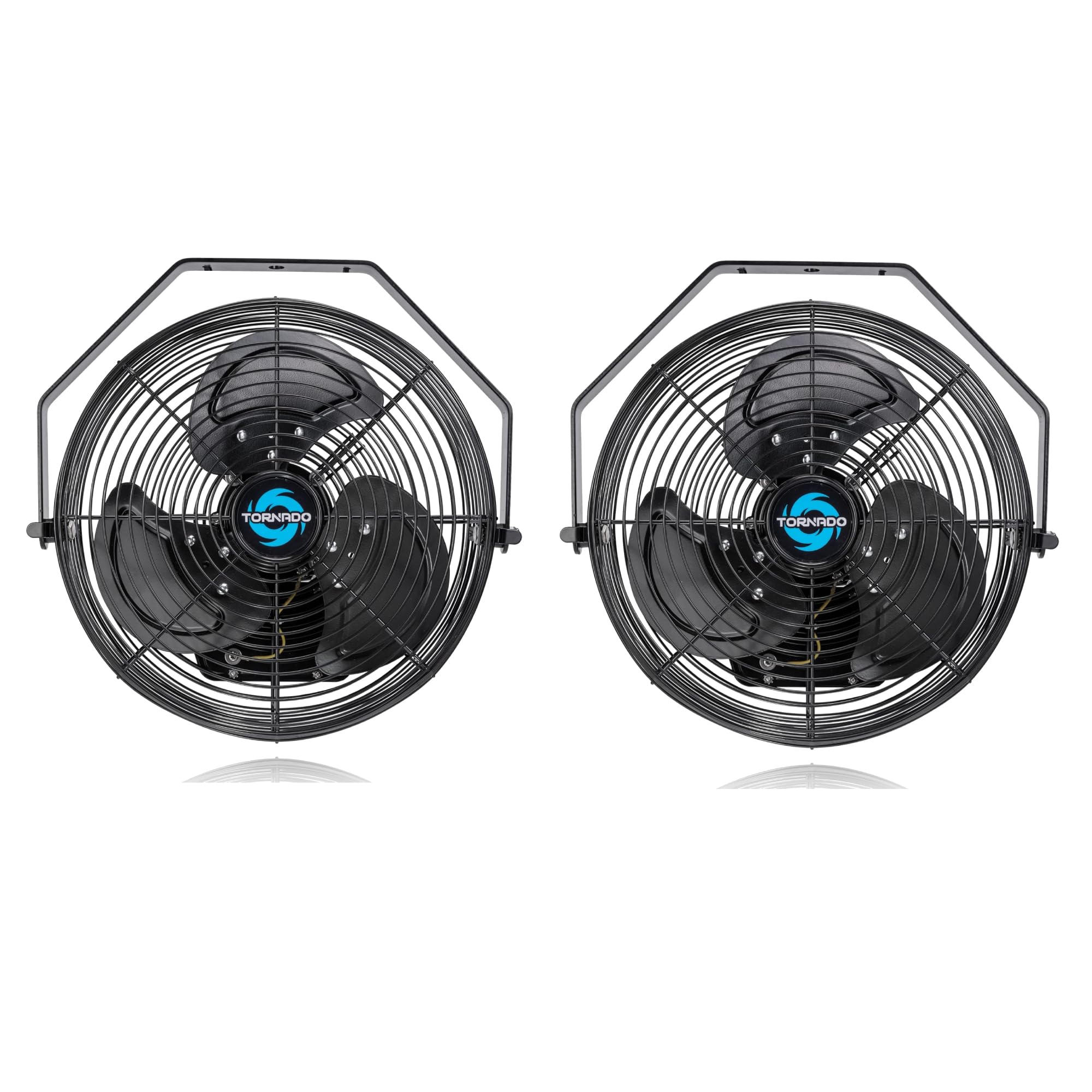 Tornado 2 Pack 12 Inch Outdoor Rated IPX4 Water-Resistant High Velocity Metal Industrial Wall Mount Fan for Commercial, Industri
