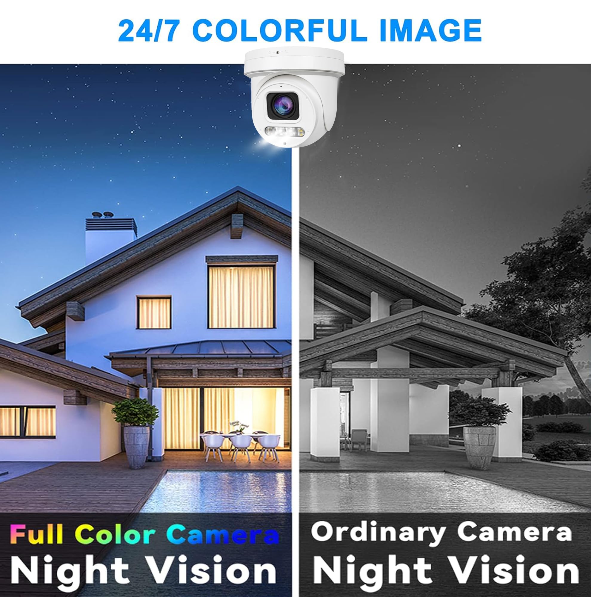 4K 8Mp Mini Ptz Dome Poe Ip Camera Outdoor Pan 350 Tilt 90 5X Optical Zoom, 130Ft Full Color Night Vision, H.265, Ip67, Built In