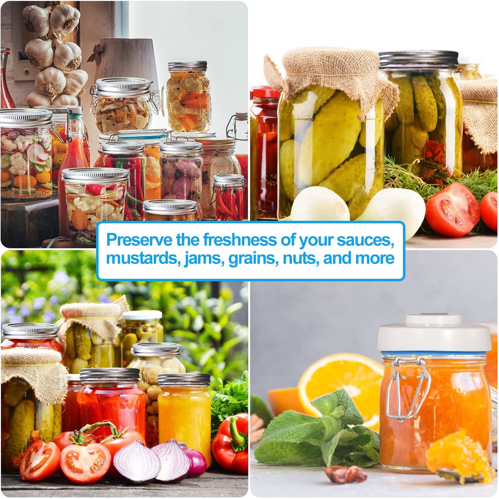 Yeio Mason Jar Sealer And Accessory Hose Compatible With Foodsaver Vacuum, A Manual Portable Pump Can Opener, Kit For Ball Regul