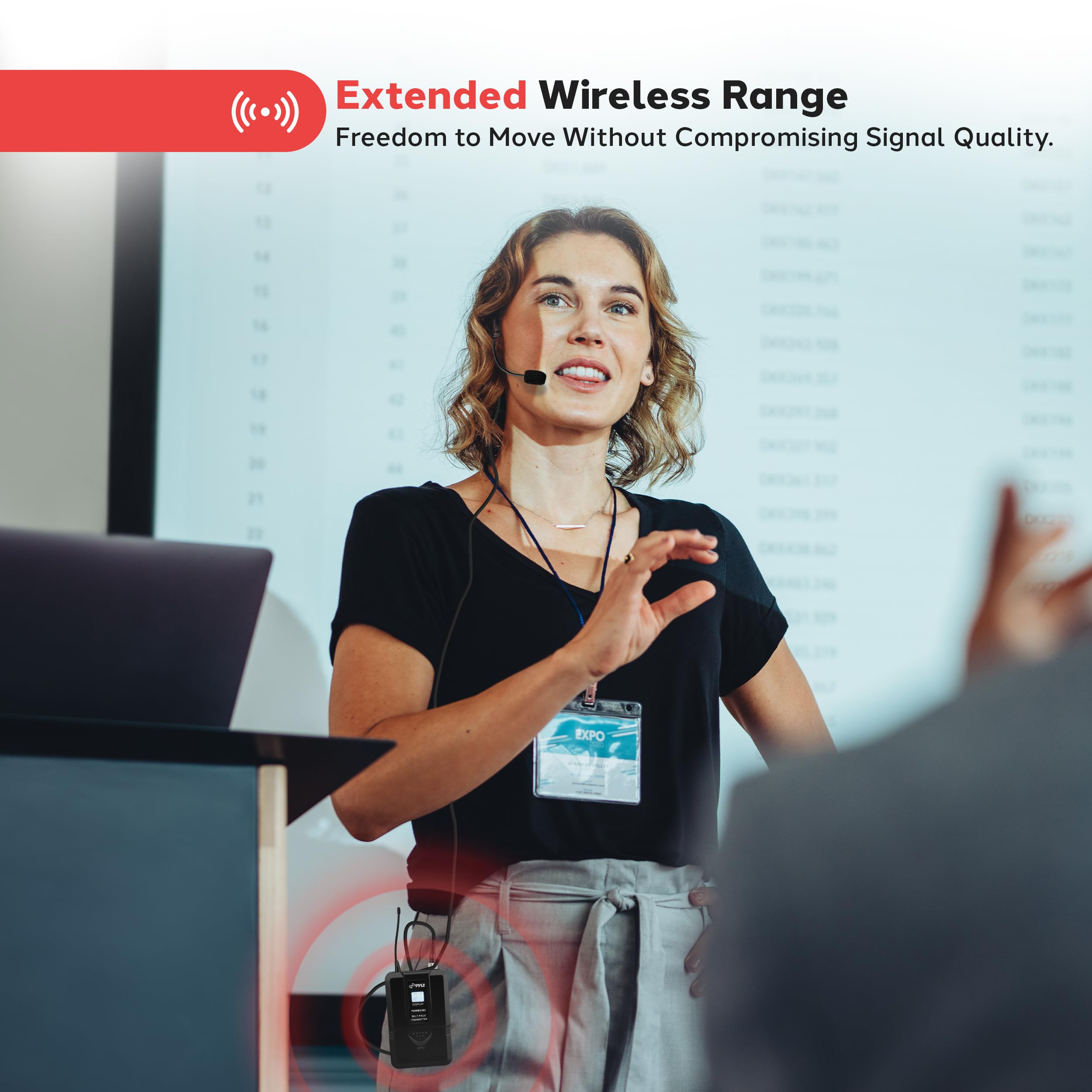 Pyle Uhf Wireless Microphone & Rack Mountable Receiver System 2 Belt Packs, 2 Lavelier/Lapel Mic Travel Case 16 Channel Frequenc