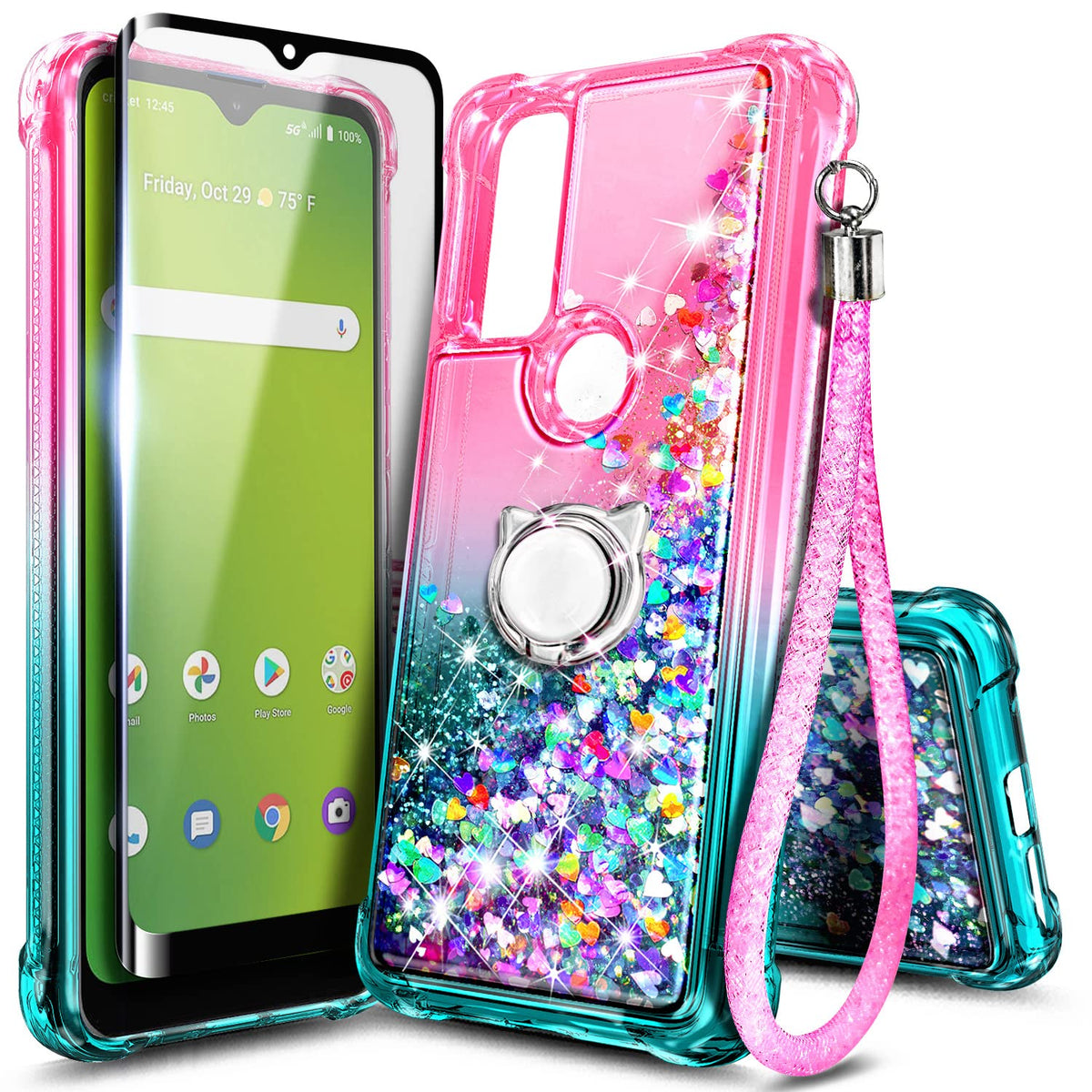 Nznd Case For At&T Radiant Max 5G, Cricket Dream 5G/At&T Fusion 5G/Innovate 5G With Tempered Glass Screen Protector, Ring Holder