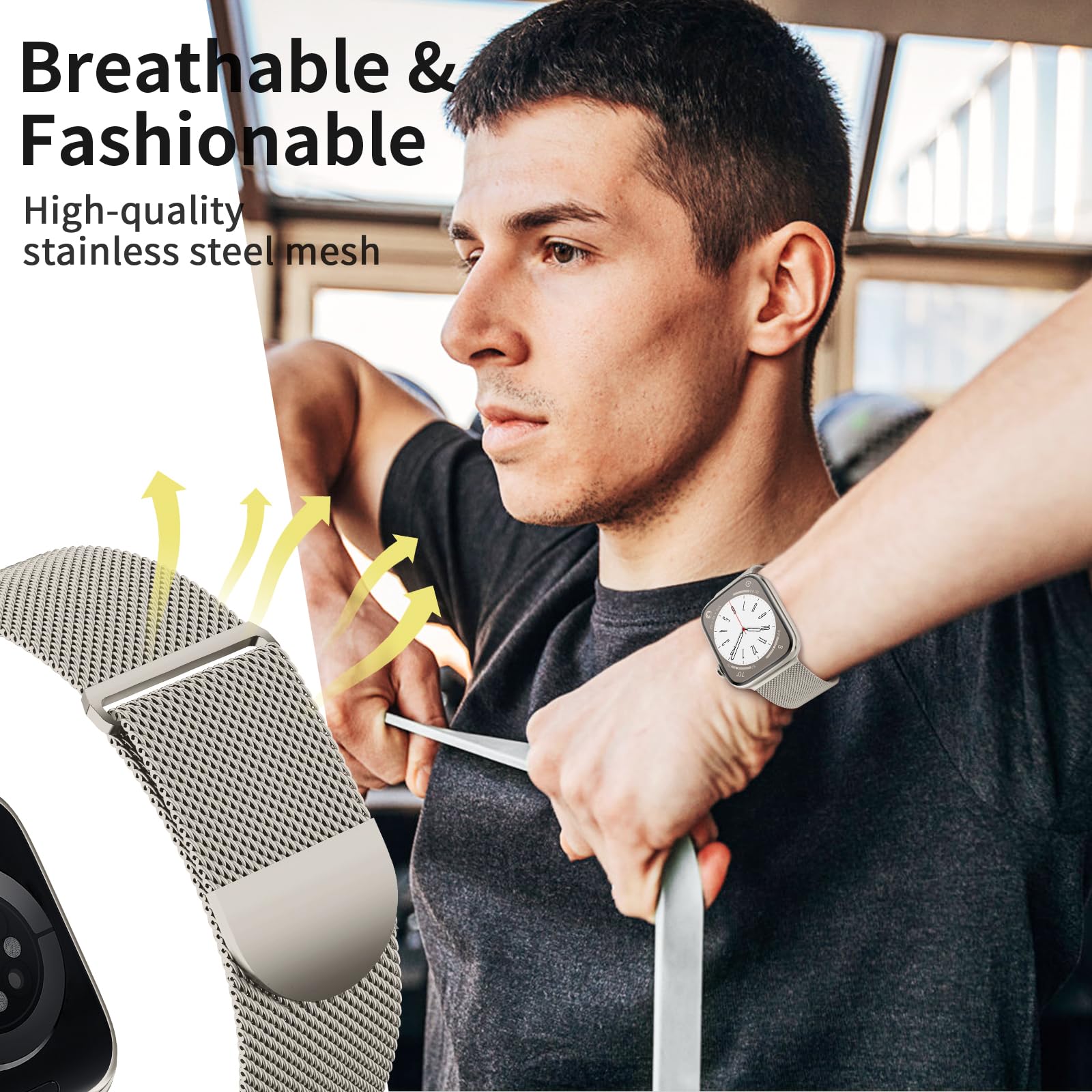 Zalaver Metal Band Compatible With Apple Watch Bands 38Mm 40Mm 41Mm 42Mm 46Mm 44Mm 45Mm 49Mm Women Men,Adjustable Magnetic Stain