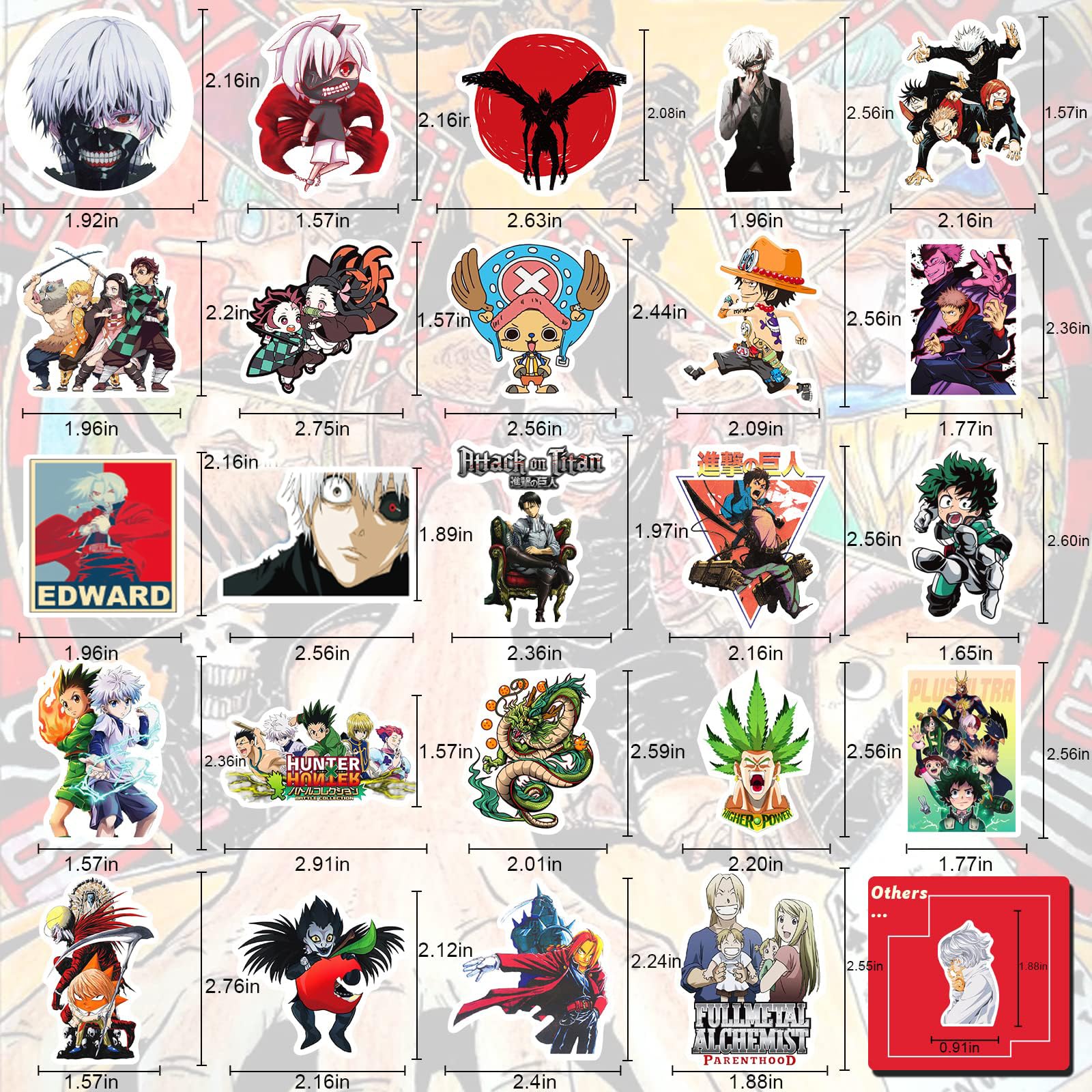 Arme Anime Stickers Mixed Pack,600Pcs Mixed With Classic Anime Theme Sticker Pack,Vinyl Waterproof Stickers And Decals For Bottles, Laptops, Skateboards And Notebooks, Stickers For Adults&Kids&Teens