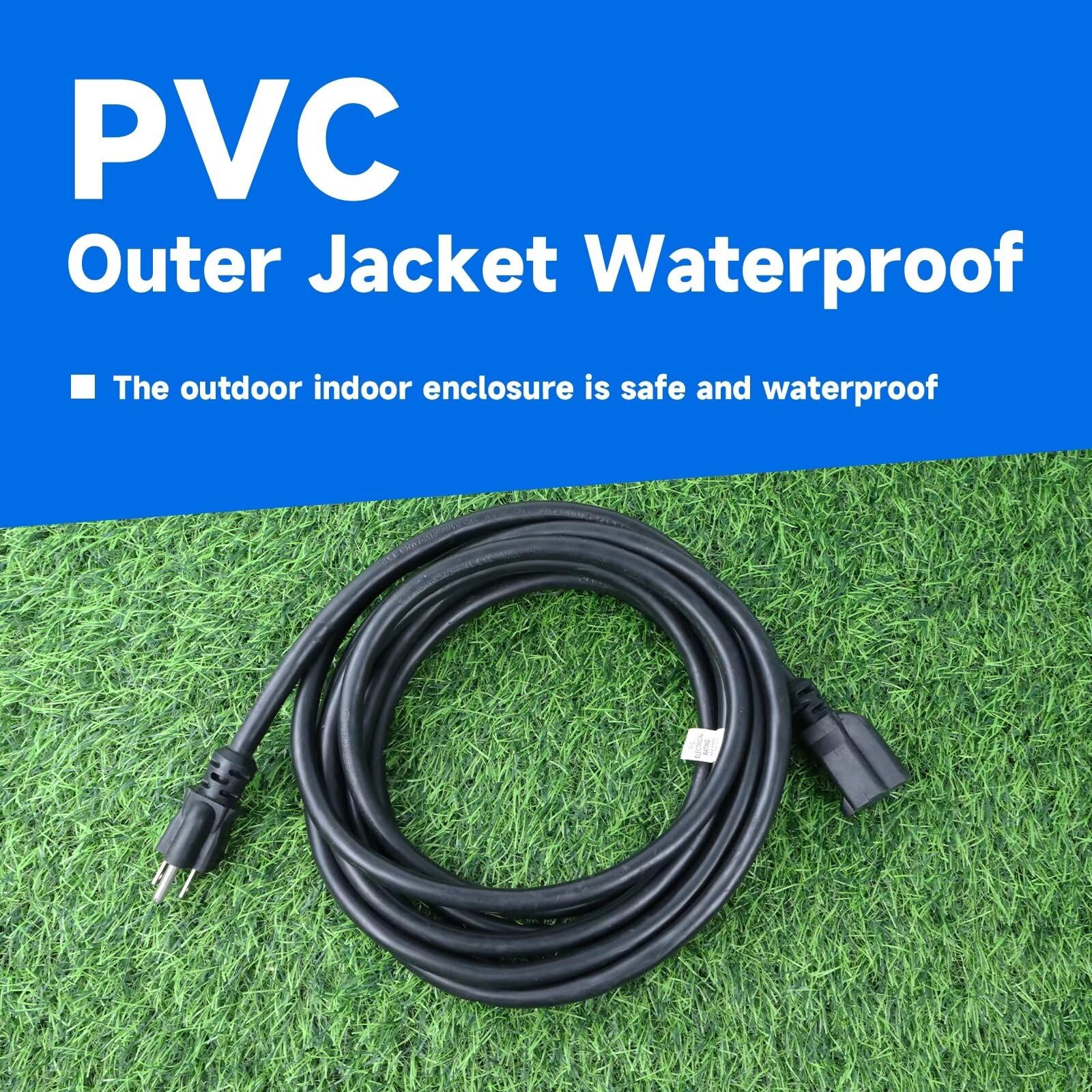 Ultra Explorer Black Outdoor Extension Cord 10 Ft, 12/3 Sjtw Heavy Duty Black Extension Cable With 3 Prong Grounded Plug   Power