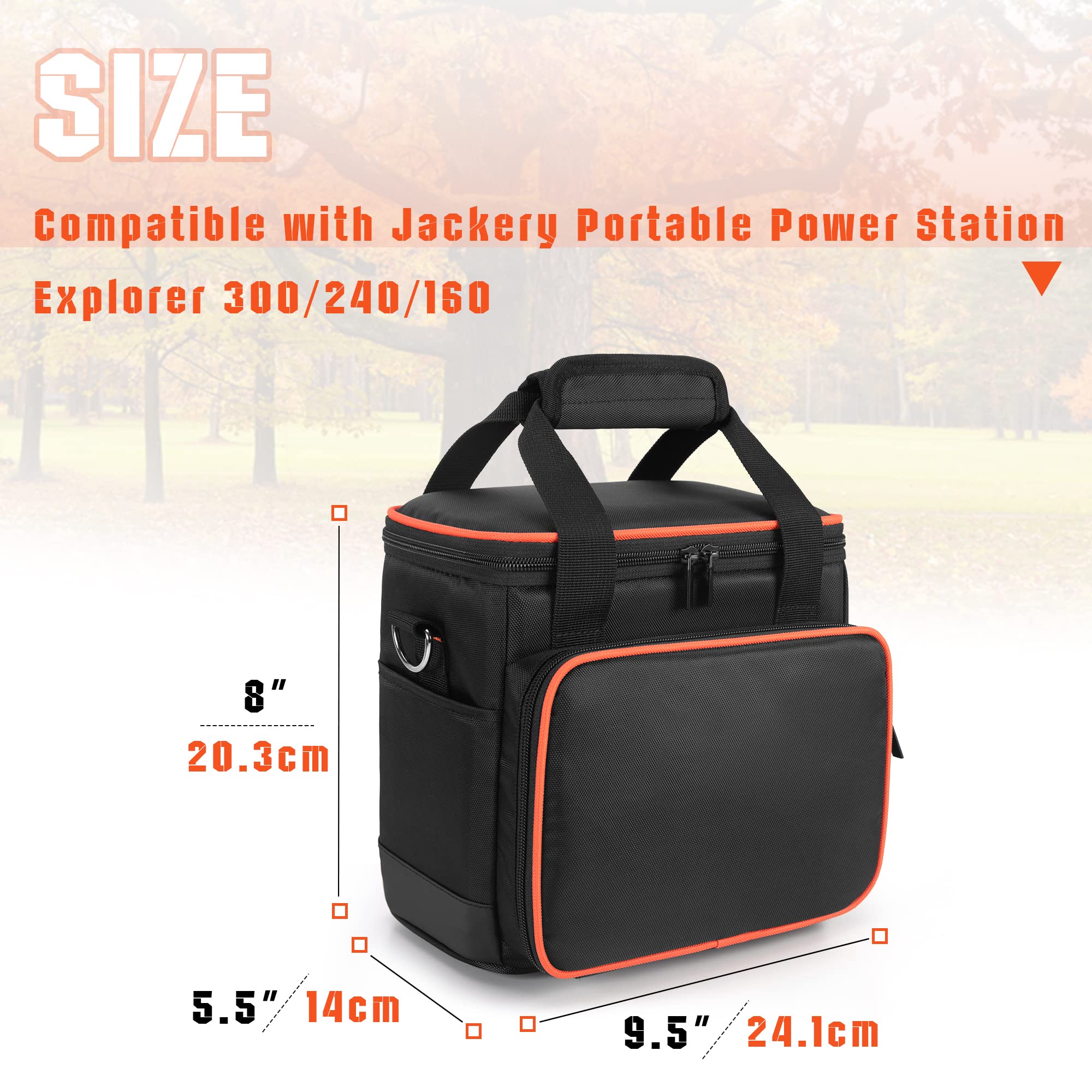 Trunab Travel Carrying Bag Compatible With Jackery Explorer160/240/300, Portable Power Station Storage Case With Waterproof Bott