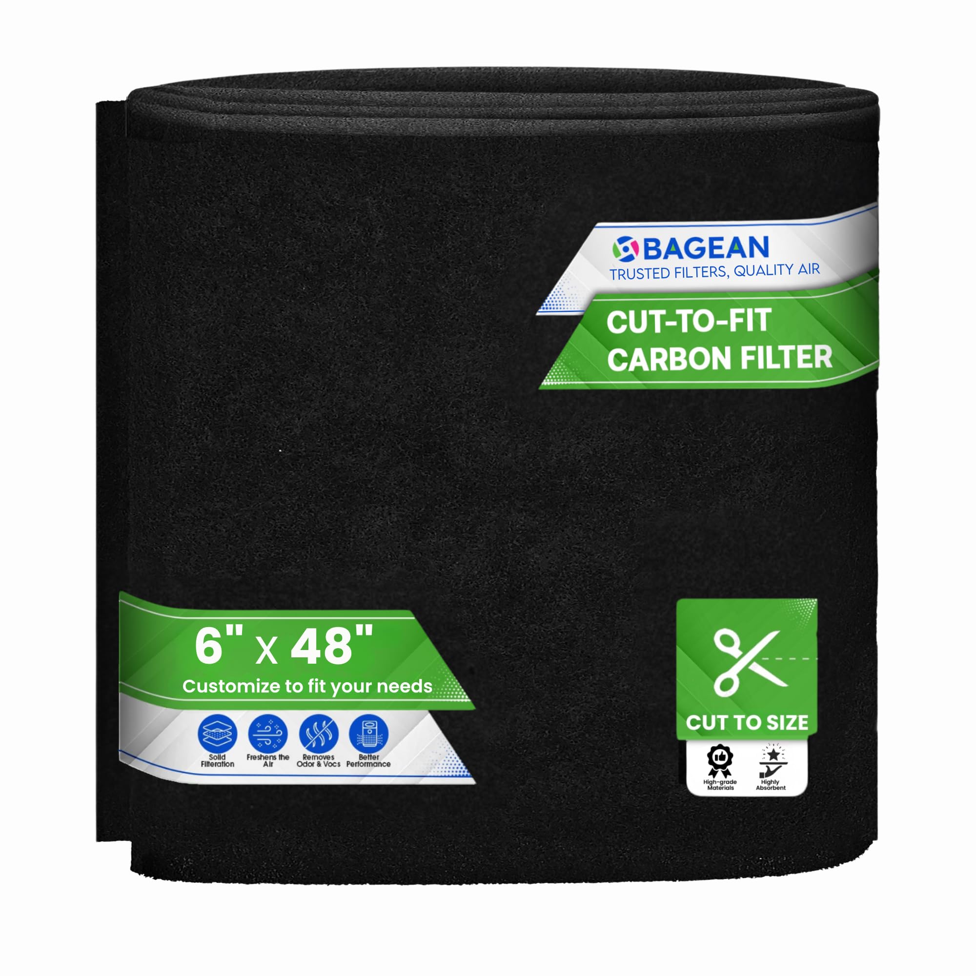 Cut to Fit Activated Carbon Filter Sheet 6    x 48    - Activated Carbon Air Filter for Air Purifiers Window AC Air Vent And Mor