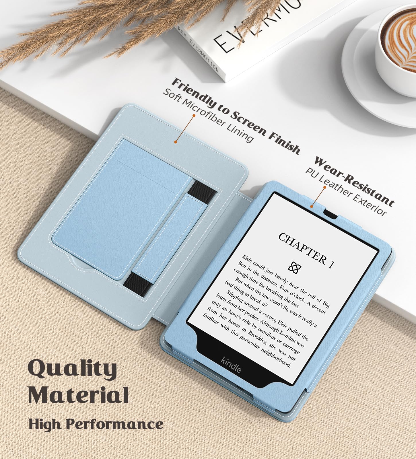 MoKo Case for 7'/6.8' Kindle Paperwhite(12th/11th Generation 2024/2021) and Kindle Colorsoft Signature Edition, Slim PU Shell Cover Case with Auto Wake/Sleep for Kindle Paperwhite 2024, Sky Blue